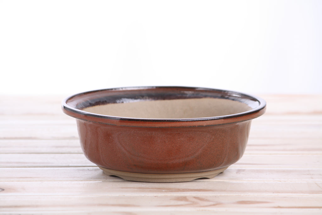 Willow Bonsai Ceramics Round Bonsai Pot 7 Inch – Round Ceramic Bonsai & Succulent Planter with Accentuated Rim and Sculpted Foot Ring, High‑Fired Frost‑Proof Stoneware, Handmade in USA (Sunset)