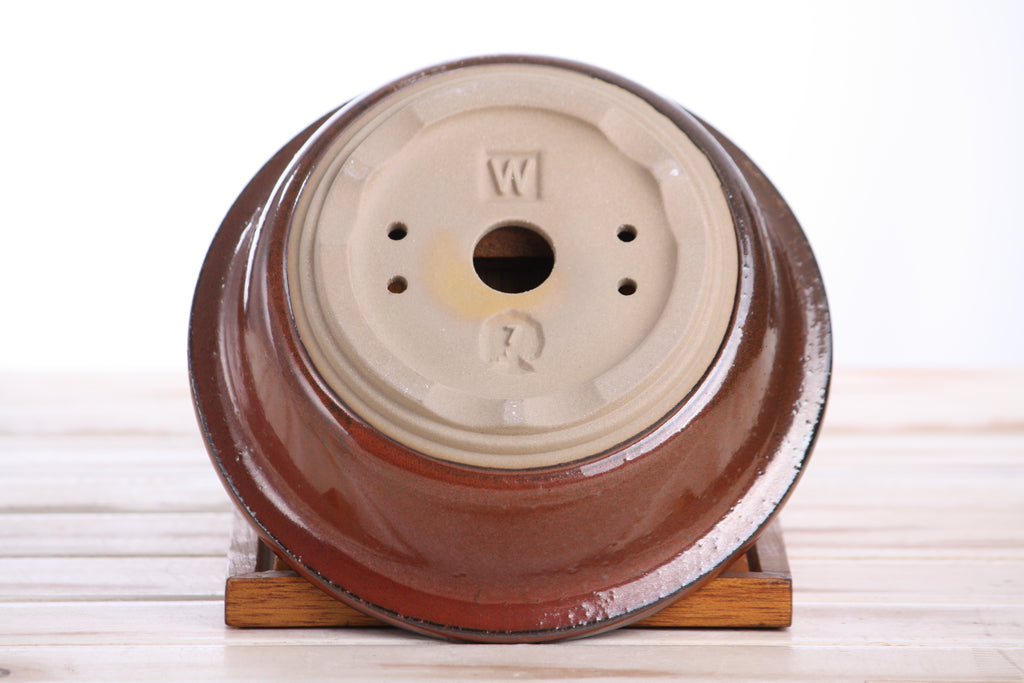 Willow Bonsai Ceramics Round Bonsai Pot 7 Inch – Round Ceramic Bonsai & Succulent Planter with Accentuated Rim and Sculpted Foot Ring, High‑Fired Frost‑Proof Stoneware, Handmade in USA (Sunset)
