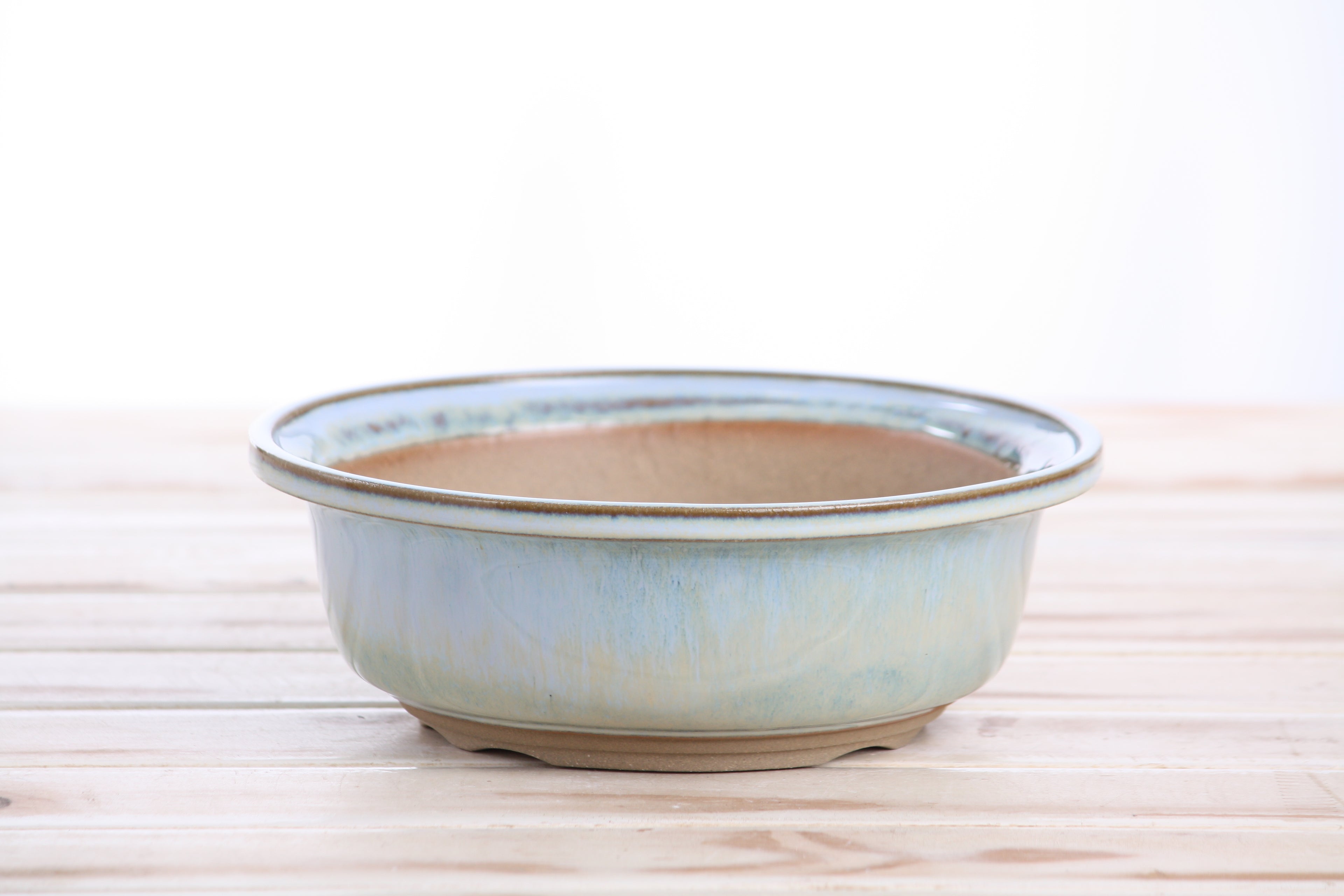 Willow Bonsai Ceramics Round Bonsai Pot 7 Inch – Round Ceramic Bonsai & Succulent Planter with Accentuated Rim and Sculpted Foot Ring, High‑Fired Frost‑Proof Stoneware, Handmade in USA (Glacier)
