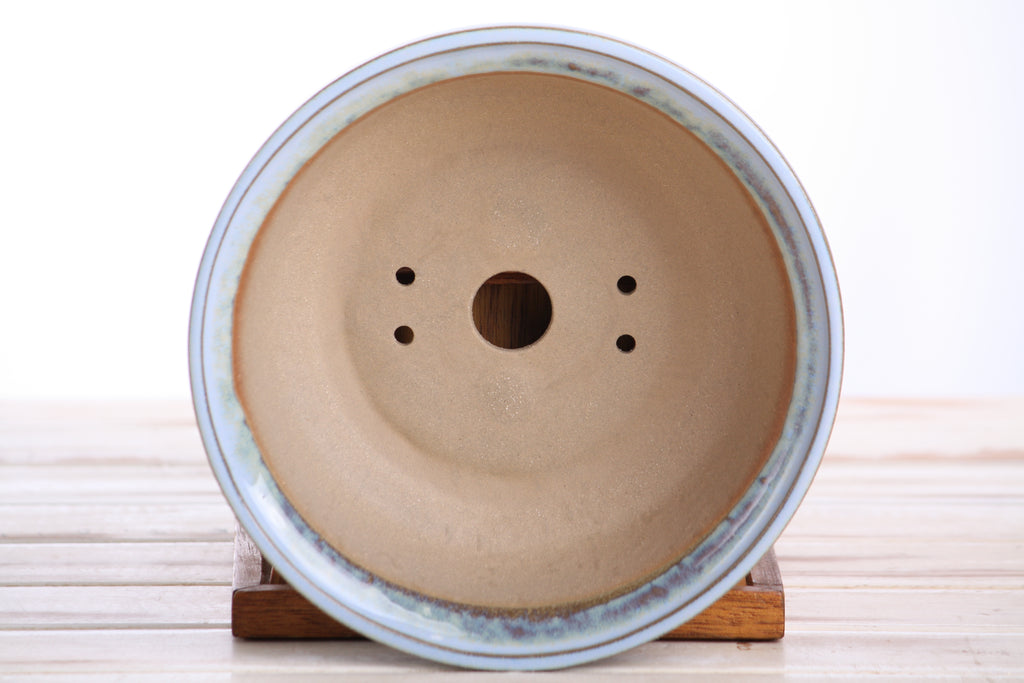 Willow Bonsai Ceramics Round Bonsai Pot 7 Inch – Round Ceramic Bonsai & Succulent Planter with Accentuated Rim and Sculpted Foot Ring, High‑Fired Frost‑Proof Stoneware, Handmade in USA (Glacier)