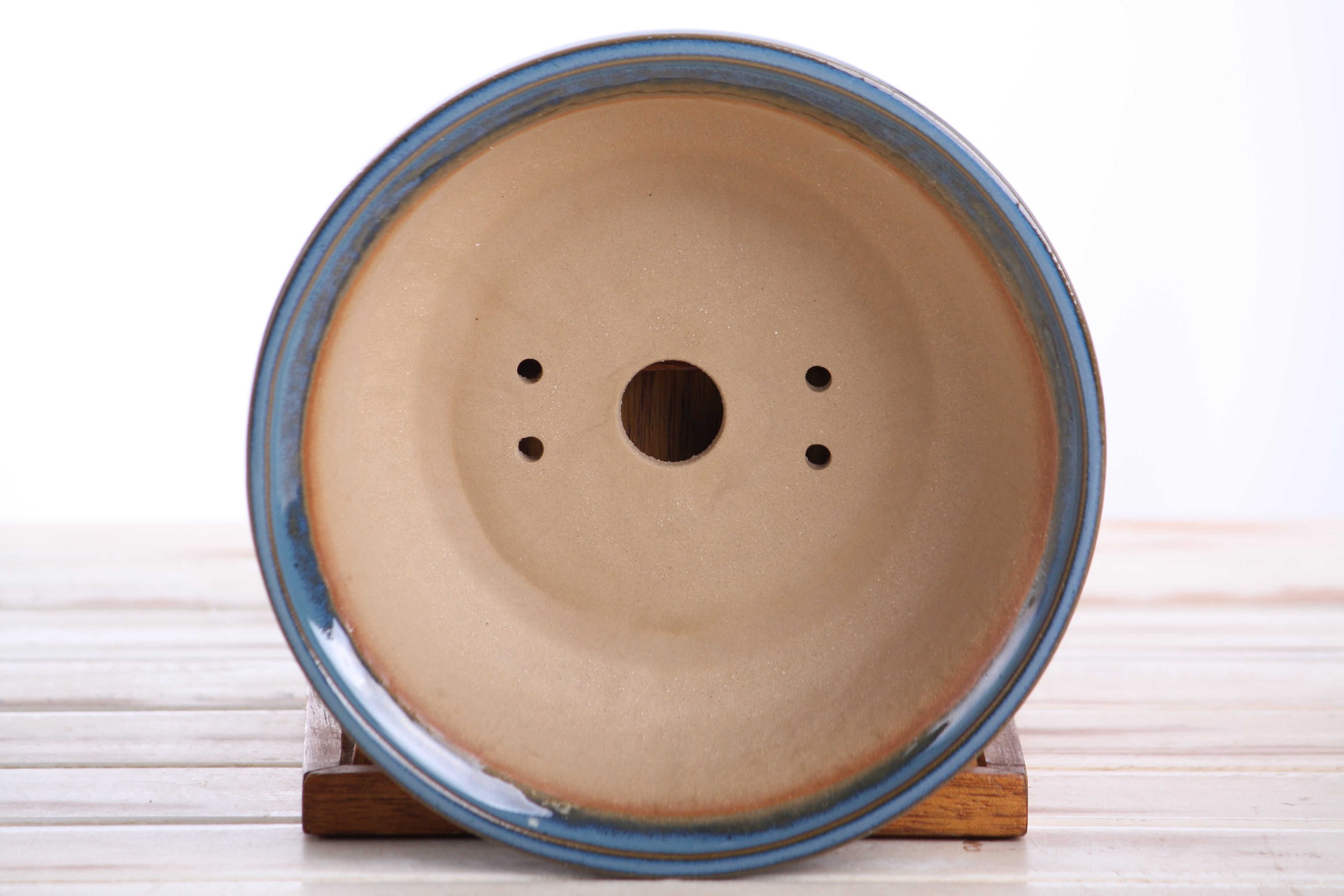 Willow Bonsai Ceramics Round Bonsai Pot 7 Inch – Round Ceramic Bonsai & Succulent Planter with Accentuated Rim and Sculpted Foot Ring, High‑Fired Frost‑Proof Stoneware, Handmade in USA (Peacock)
