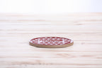 Willow Bonsai Ceramic Coaster – 4 Inch Handmade Stoneware Drink Coaster with Indented Moat Design, Willow Logo Detail, Cork Backing Pads, Made in Colorado, USA (Red)