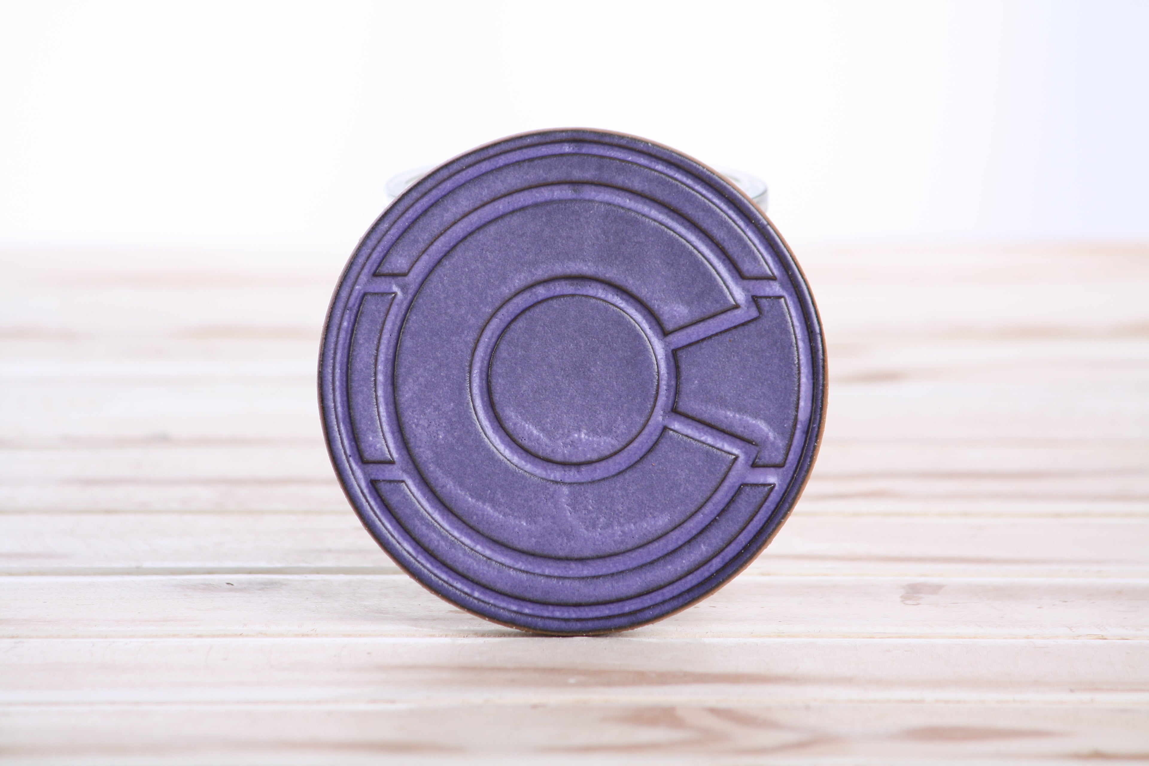 Willow Bonsai Ceramics Colorado Ceramic Coaster – 4 Inch Handmade Stoneware Drink Coaster with Indented Moat Design, Reactive Glazes, Cork Backing Pads, Made in Colorado, USA (Purple)