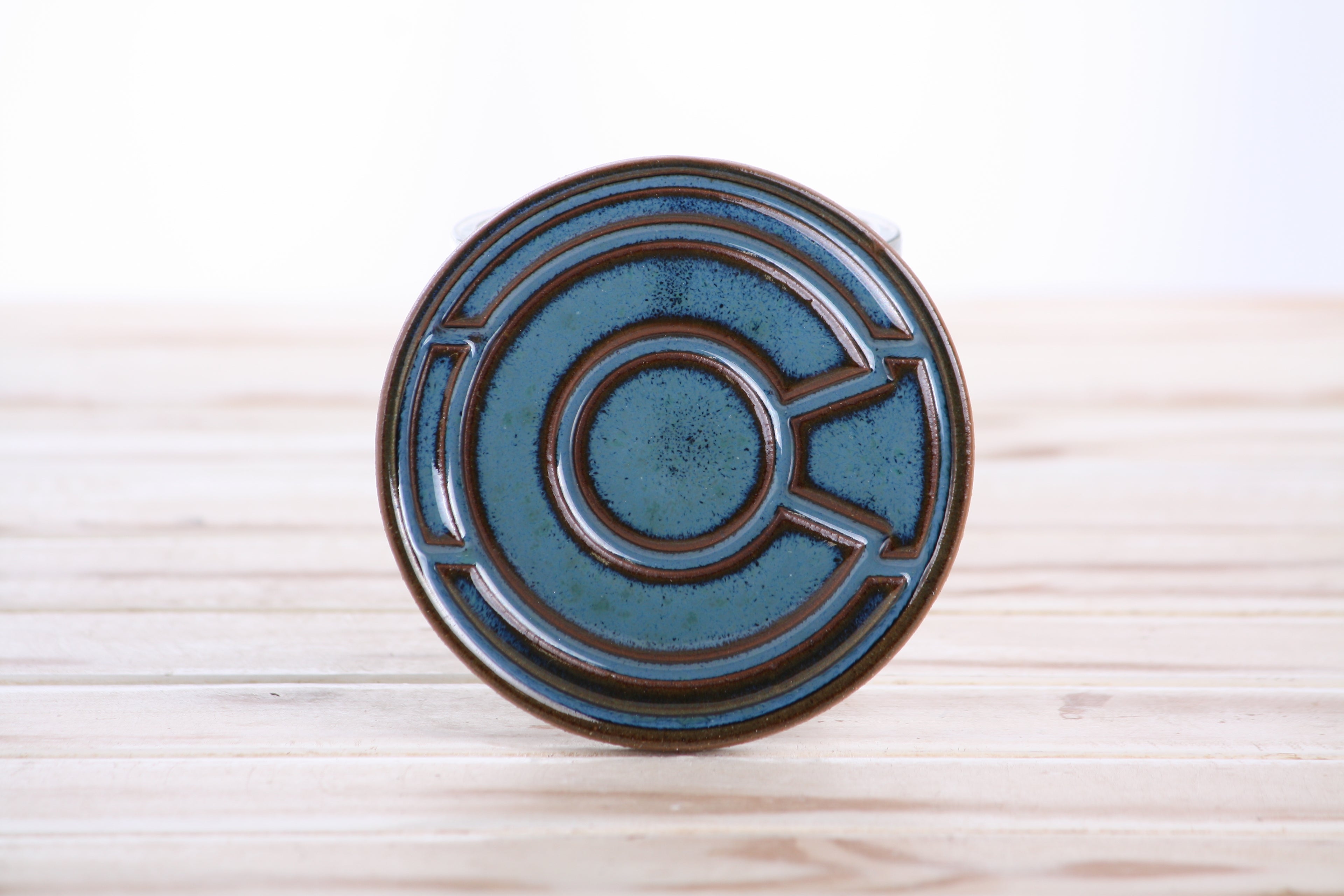 Willow Bonsai Ceramics Colorado Ceramic Coaster – 4 Inch Handmade Stoneware Drink Coaster with Indented Moat Design, Reactive Glazes, Cork Backing Pads, Made in Colorado, USA (Peacock 2025)