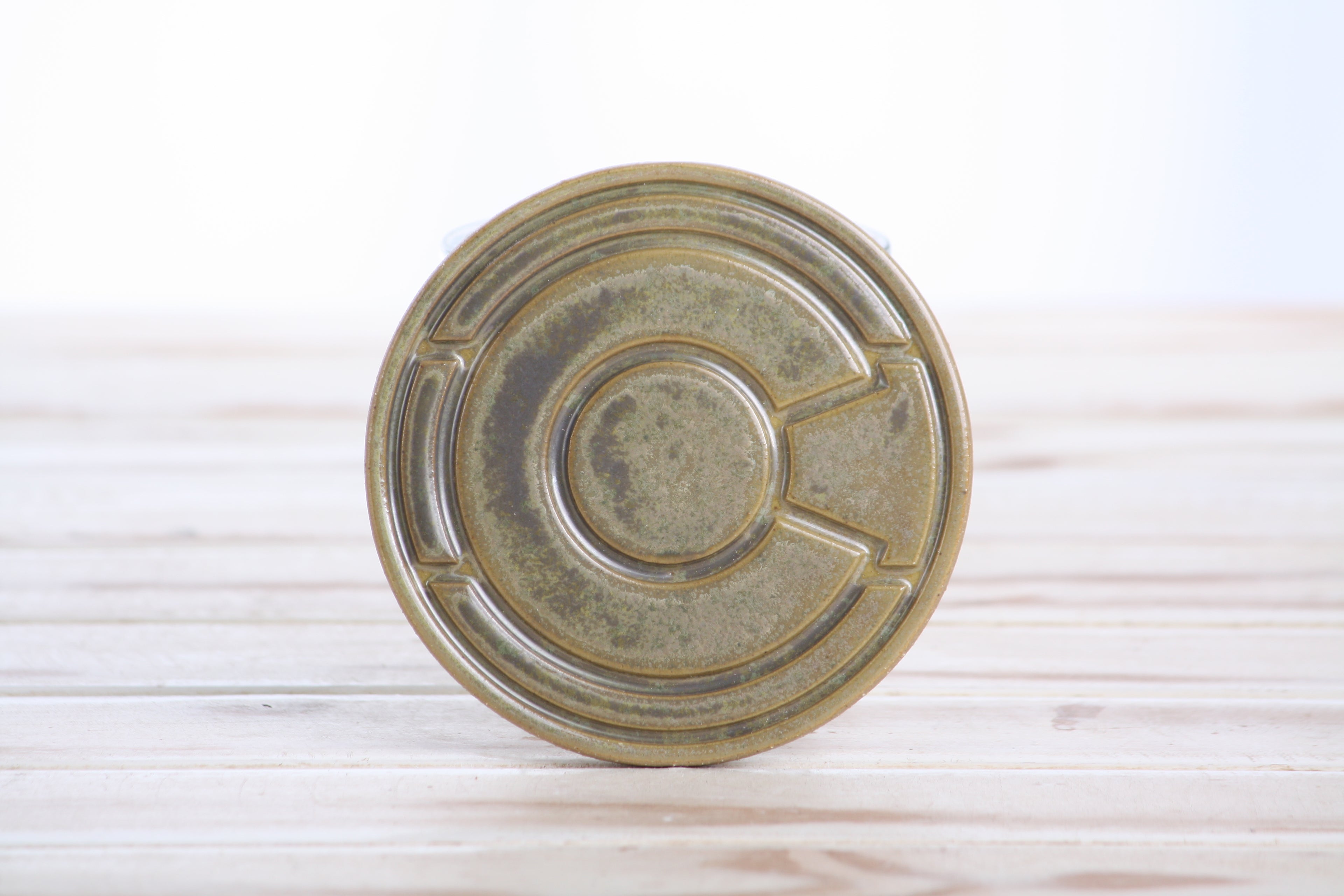 Willow Bonsai Ceramics Colorado Ceramic Coaster – 4 Inch Handmade Stoneware Drink Coaster with Indented Moat Design, Reactive Glazes, Cork Backing Pads, Made in Colorado, USA (Copenhagen)