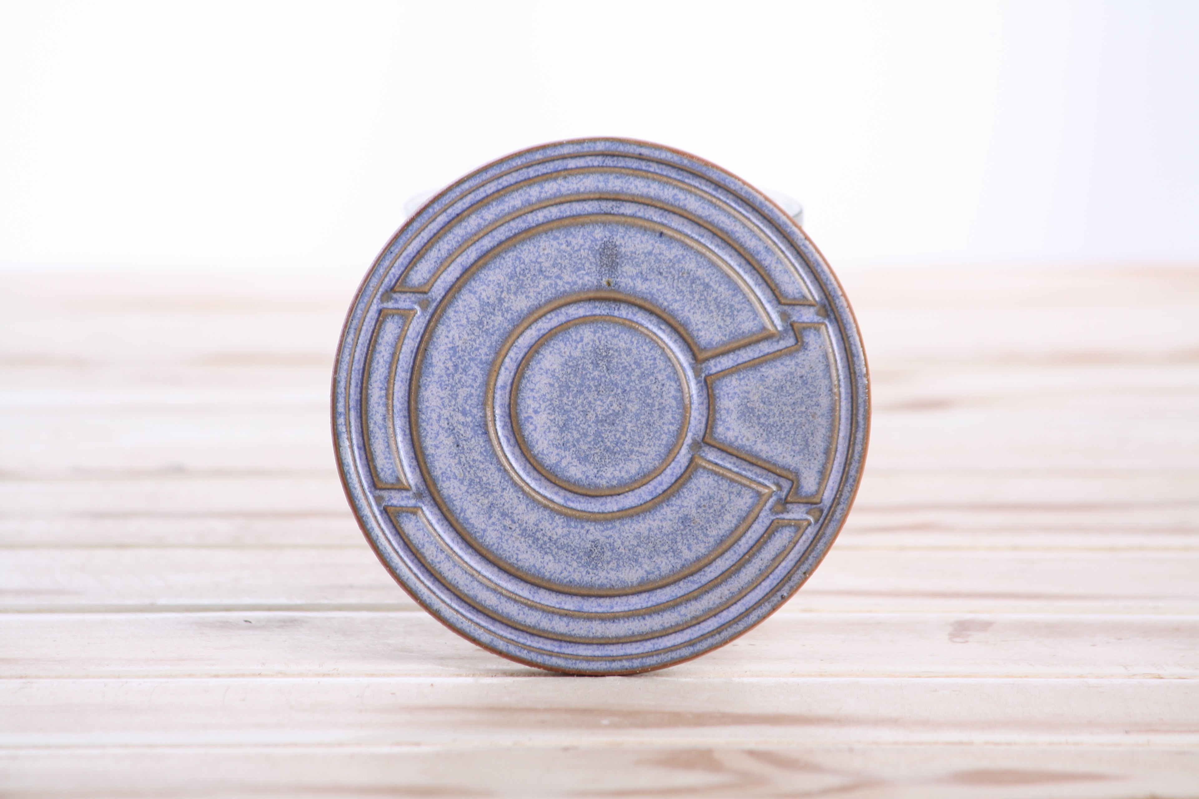 Willow Bonsai Ceramics Colorado Ceramic Coaster – 4 Inch Handmade Stoneware Drink Coaster with Indented Moat Design, Reactive Glazes, Cork Backing Pads, Made in Colorado, USA (Denim)