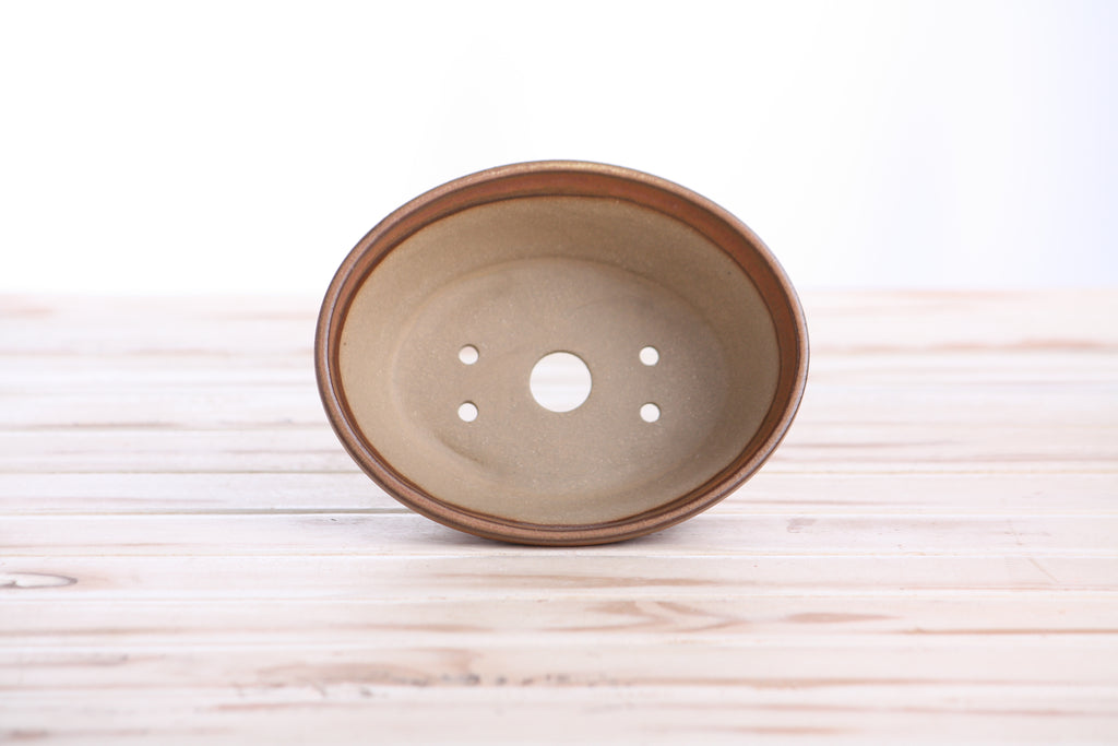 Willow Bonsai Ceramics Oval B Bonsai Pot 5.5 Inch – Tapered Oval Ceramic Bonsai & Succulent Planter with Accentuated Rim, High‑Fired Frost‑Proof Stoneware, Handmade in USA (Deep Stone)