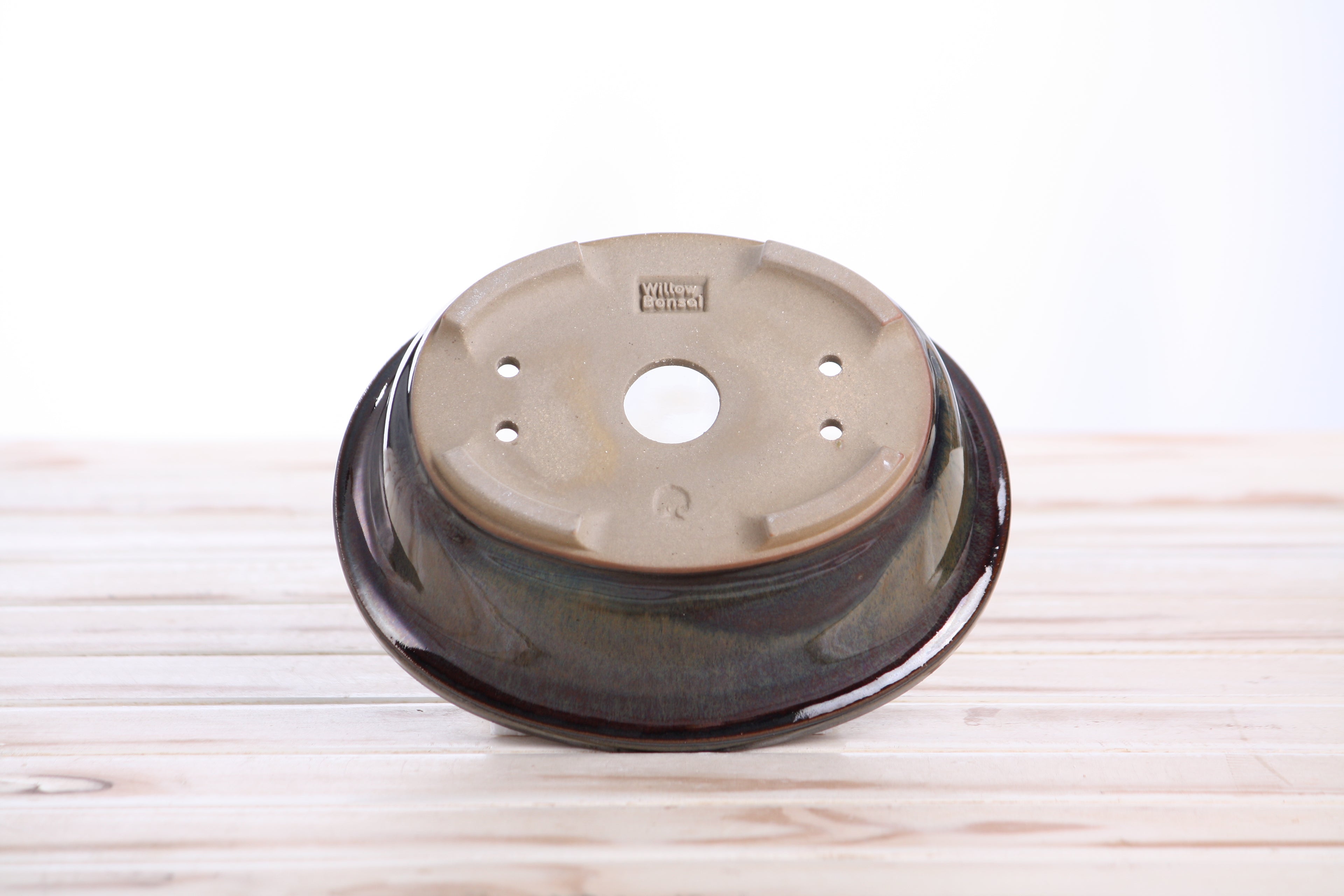 Willow Bonsai Ceramics Fat Bonsai Pot 6.5 Inch – Bold Oval Ceramic Bonsai & Succulent Planter with Accentuated Rim, High‑Fired Frost‑Proof Stoneware, Handmade in USA (Dark Honey)