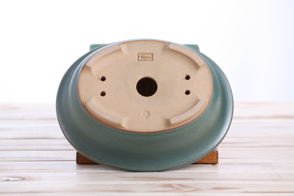 Willow Bonsai Ceramics Fat Bonsai Pot 7.5 Inch – Bold Oval Ceramic Bonsai & Succulent Planter with Accentuated Rim, High‑Fired Frost‑Proof Stoneware, Handmade in USA (Seaweed 2025)