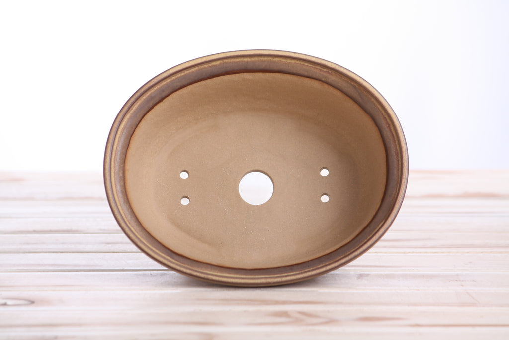 Willow Bonsai Ceramics Fat Bonsai Pot 7.5 Inch – Bold Oval Ceramic Bonsai & Succulent Planter with Accentuated Rim, High‑Fired Frost‑Proof Stoneware, Handmade in USA (Deep Stone)
