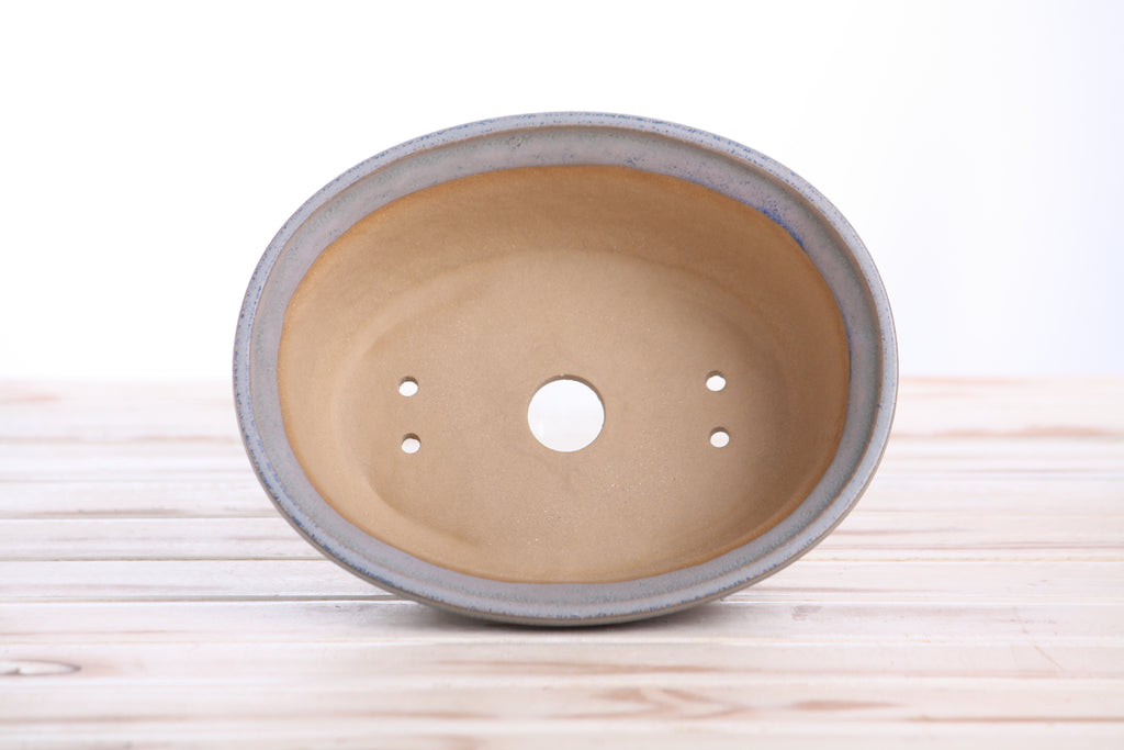 Willow Bonsai Ceramics Fat Bonsai Pot 7.5 Inch – Bold Oval Ceramic Bonsai & Succulent Planter with Accentuated Rim, High‑Fired Frost‑Proof Stoneware, Handmade in USA (Ocean)
