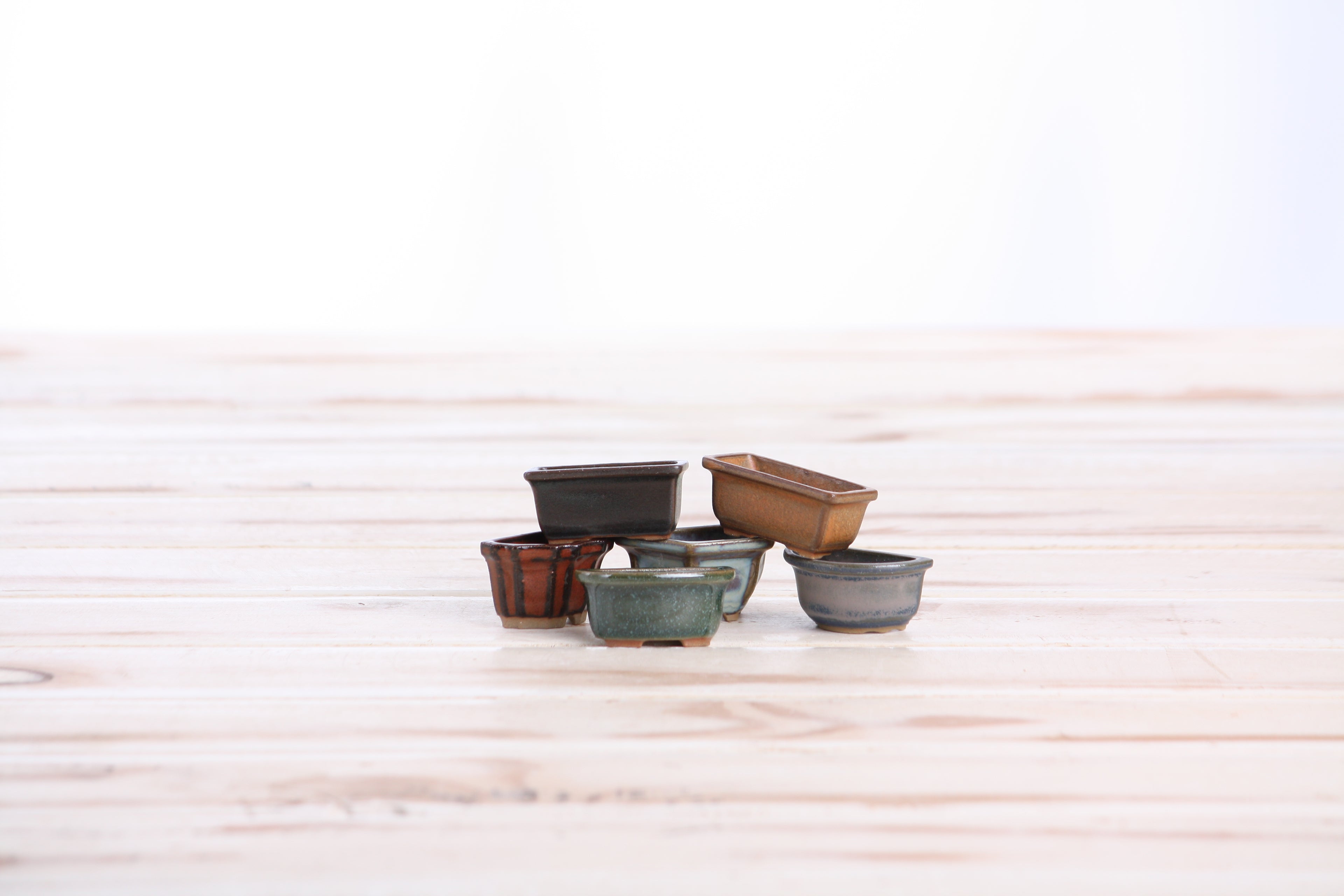 Willow Bonsai Ceramics 1.5 Inch Shito Magnet Set of 6 – Mini Handmade Ceramic Bonsai Pot Magnets, Reactive Glaze Finish, Unique Decorative Pots, Made in USA
