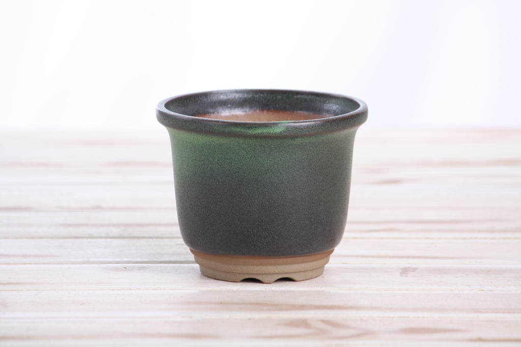 Willow Bonsai Ceramics Flute Bonsai Pot 4 Inch – Round Semi‑Cascade Ceramic Bonsai & Succulent Planter with Fluted Profile and Banded Base, High‑Fired Frost‑Proof Stoneware, Handmade in USA (Avocado)