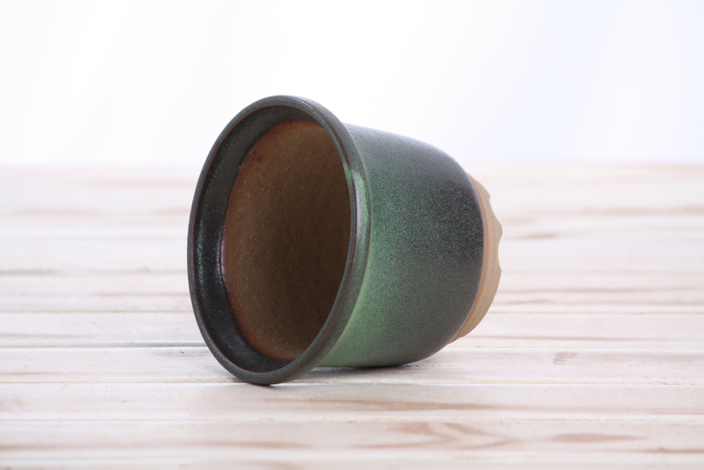Willow Bonsai Ceramics Flute Bonsai Pot 4 Inch – Round Semi‑Cascade Ceramic Bonsai & Succulent Planter with Fluted Profile and Banded Base, High‑Fired Frost‑Proof Stoneware, Handmade in USA (Avocado)