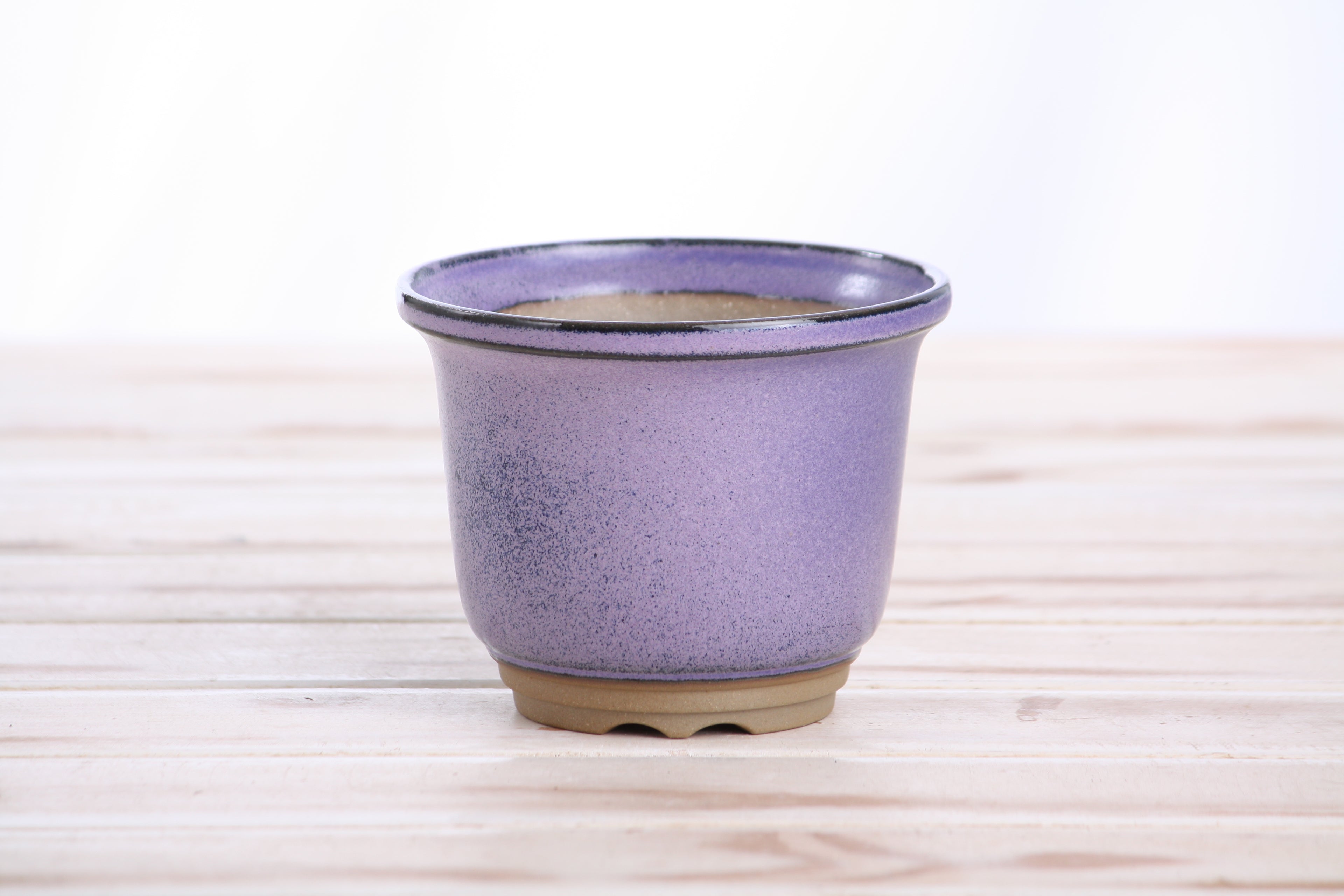 Willow Bonsai Ceramics Flute Bonsai Pot 4 Inch – Round Semi‑Cascade Ceramic Bonsai & Succulent Planter with Fluted Profile and Banded Base, High‑Fired Frost‑Proof Stoneware, Handmade in USA (Purple)