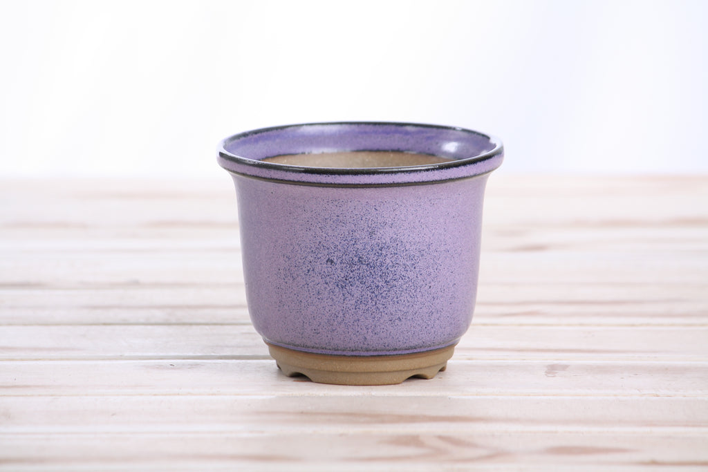 Willow Bonsai Ceramics Flute Bonsai Pot 4 Inch – Round Semi‑Cascade Ceramic Bonsai & Succulent Planter with Fluted Profile and Banded Base, High‑Fired Frost‑Proof Stoneware, Handmade in USA (Purple)