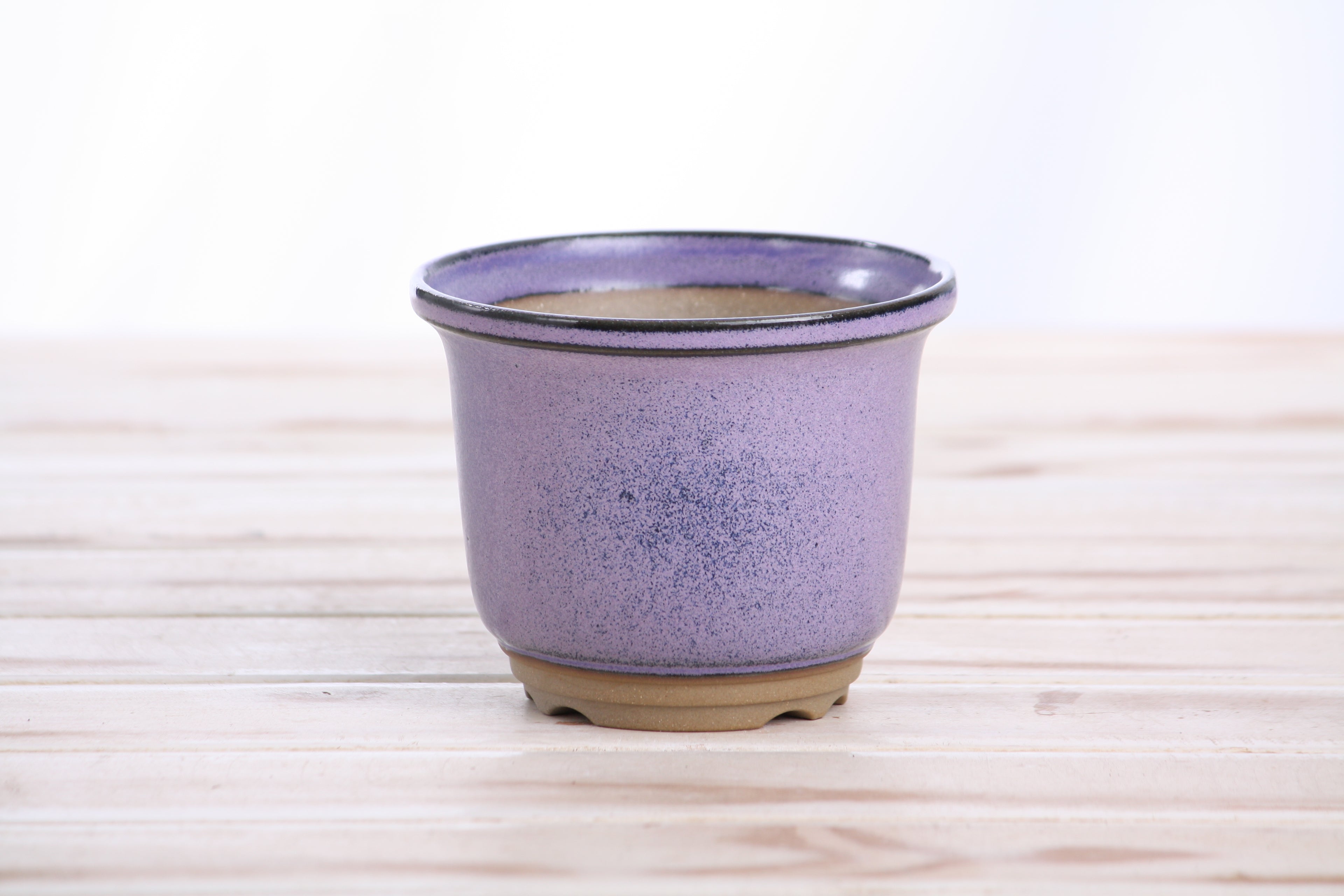 Willow Bonsai Ceramics Flute Bonsai Pot 4 Inch – Round Semi‑Cascade Ceramic Bonsai & Succulent Planter with Fluted Profile and Banded Base, High‑Fired Frost‑Proof Stoneware, Handmade in USA (Purple)