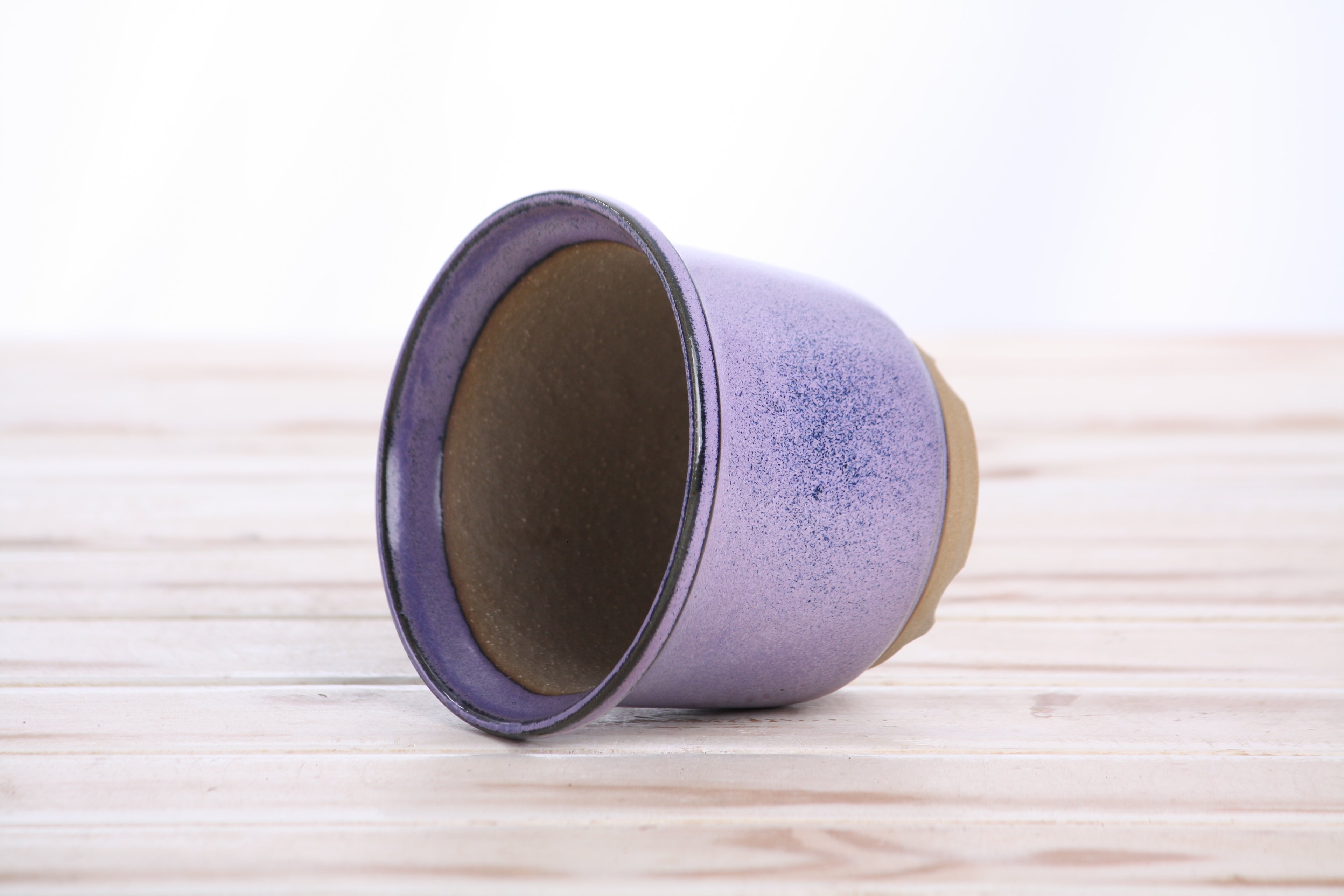 Willow Bonsai Ceramics Flute Bonsai Pot 4 Inch – Round Semi‑Cascade Ceramic Bonsai & Succulent Planter with Fluted Profile and Banded Base, High‑Fired Frost‑Proof Stoneware, Handmade in USA (Purple)