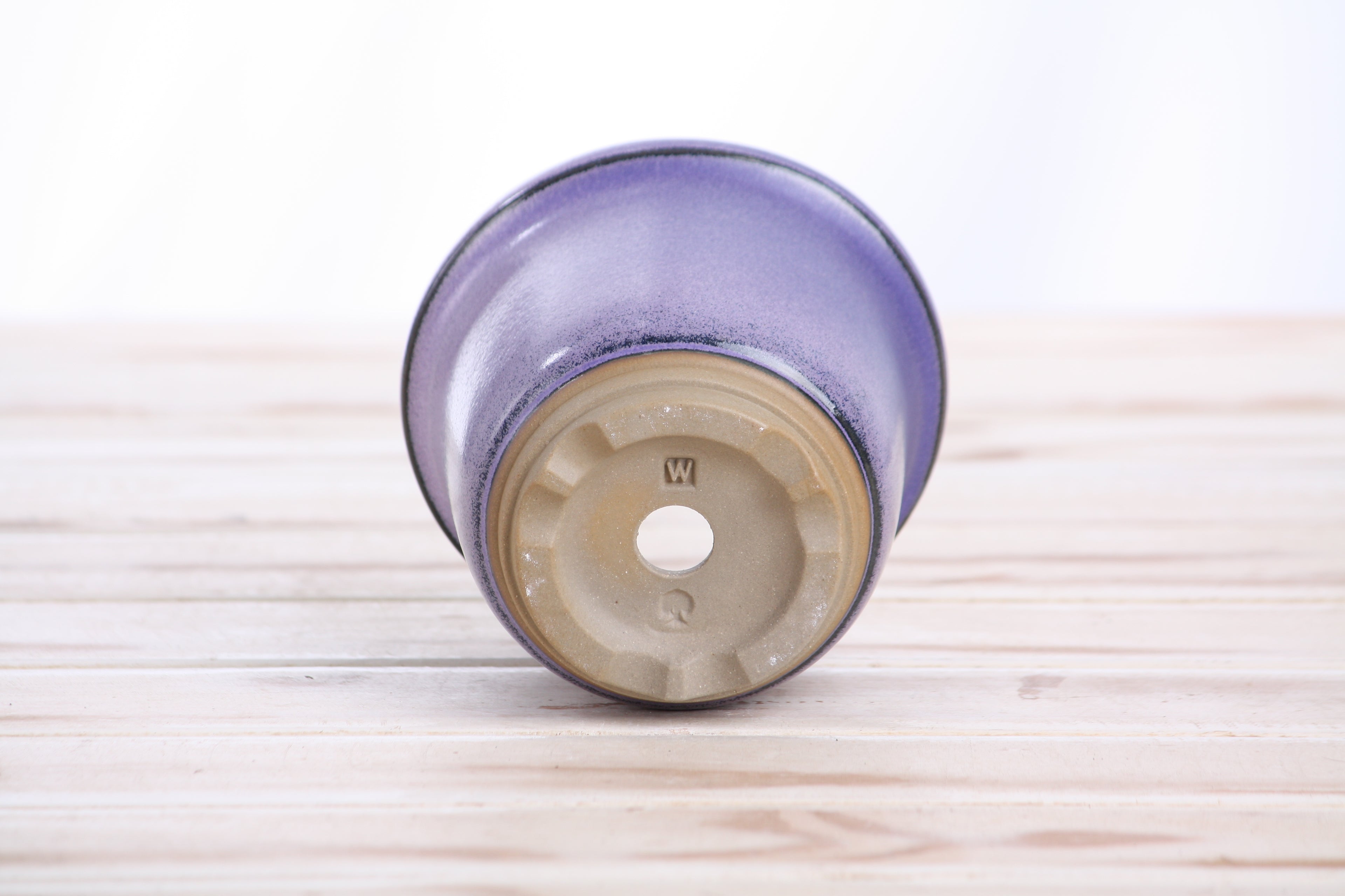 Willow Bonsai Ceramics Flute Bonsai Pot 4 Inch – Round Semi‑Cascade Ceramic Bonsai & Succulent Planter with Fluted Profile and Banded Base, High‑Fired Frost‑Proof Stoneware, Handmade in USA (Purple)