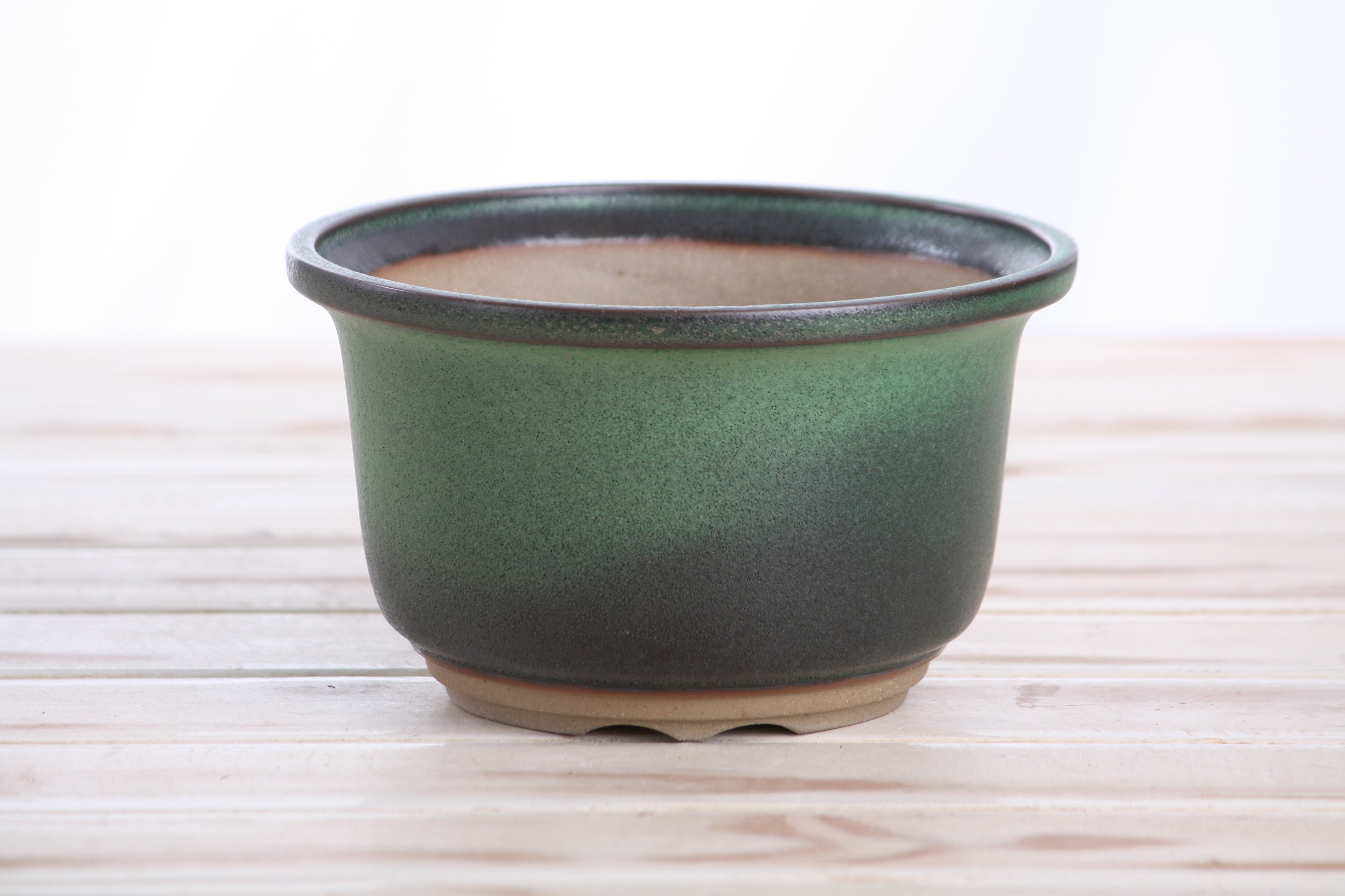 Willow Bonsai Ceramics Flute Bonsai Pot 6 Inch – Round Semi‑Cascade Ceramic Bonsai & Succulent Planter with Fluted Profile and Banded Base, High‑Fired Frost‑Proof Stoneware, Handmade in USA (Avocado)