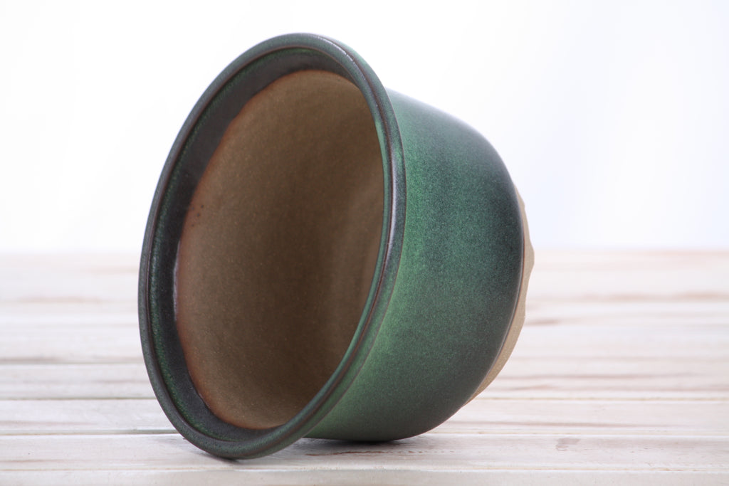 Willow Bonsai Ceramics Flute Bonsai Pot 6 Inch – Round Semi‑Cascade Ceramic Bonsai & Succulent Planter with Fluted Profile and Banded Base, High‑Fired Frost‑Proof Stoneware, Handmade in USA (Avocado)