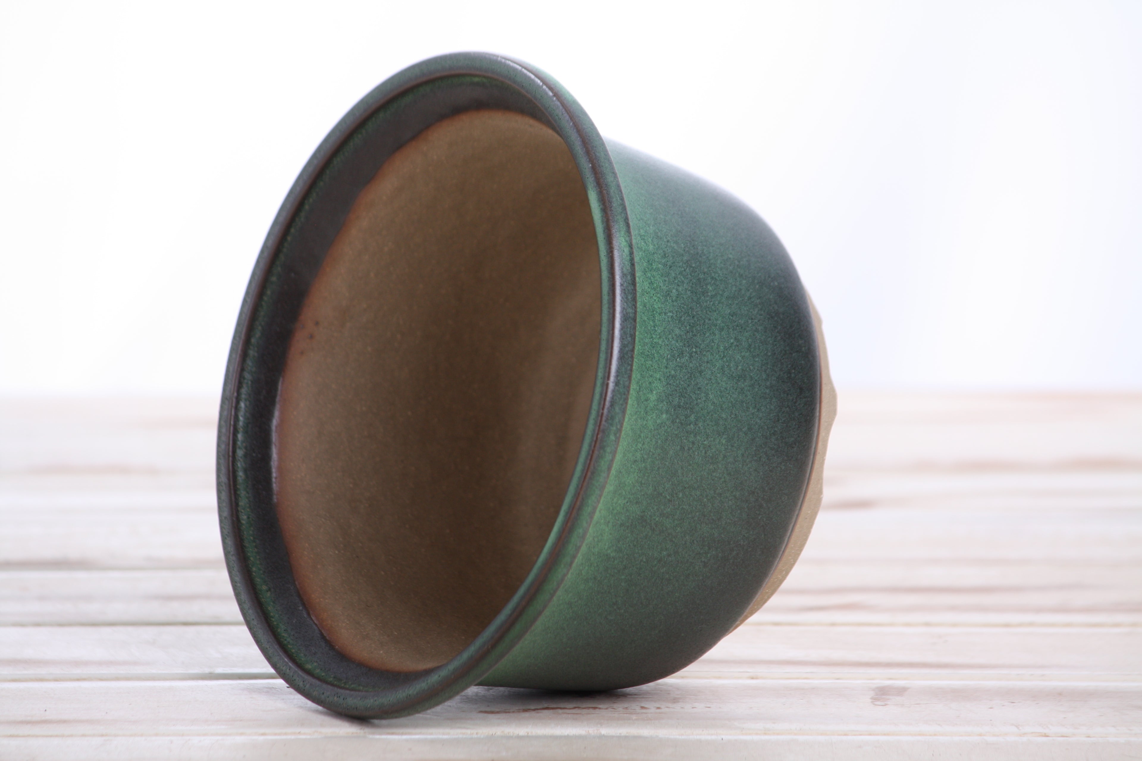 Willow Bonsai Ceramics Flute Bonsai Pot 6 Inch – Round Semi‑Cascade Ceramic Bonsai & Succulent Planter with Fluted Profile and Banded Base, High‑Fired Frost‑Proof Stoneware, Handmade in USA (Avocado)