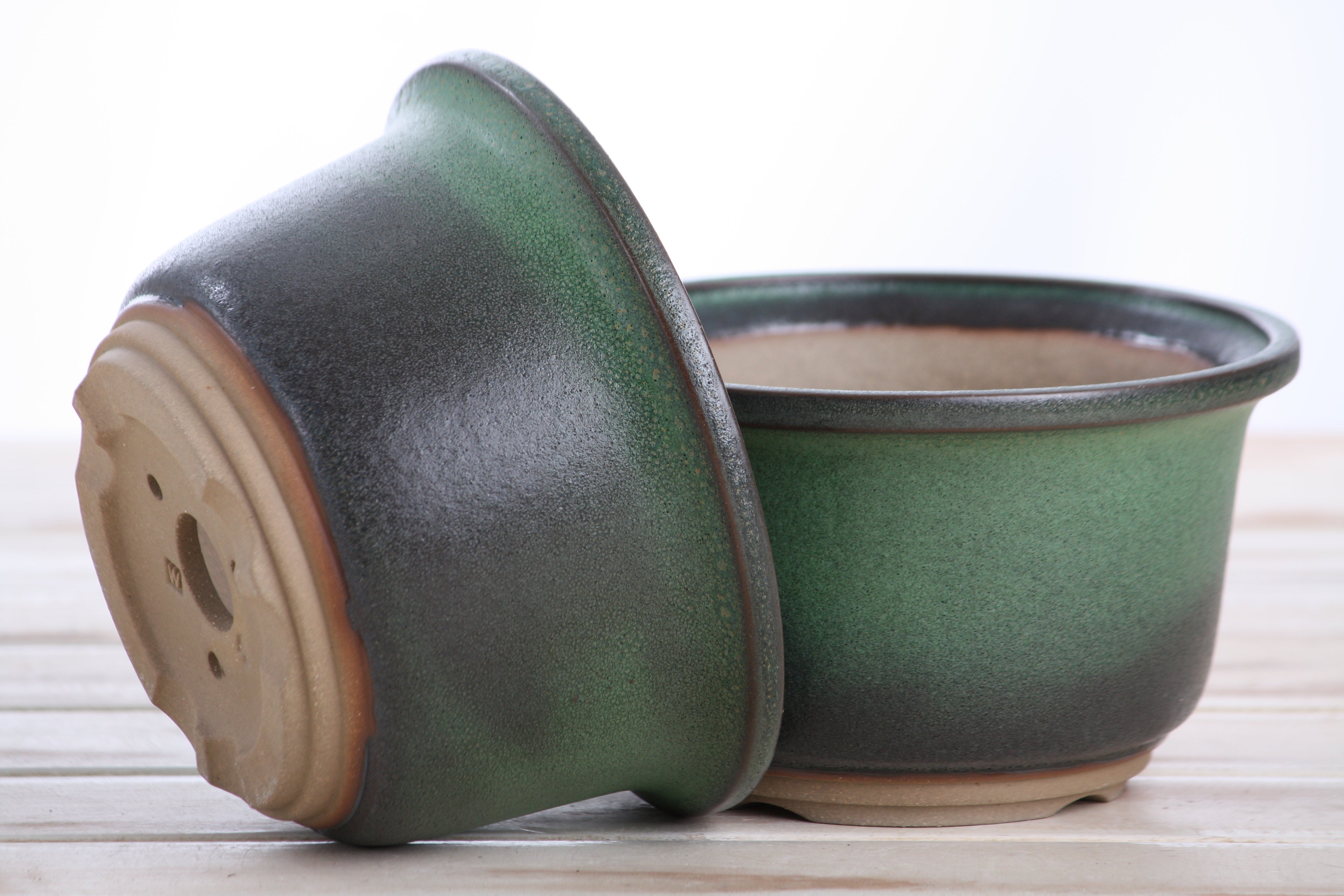 Willow Bonsai Ceramics Flute Bonsai Pot 6 Inch – Round Semi‑Cascade Ceramic Bonsai & Succulent Planter with Fluted Profile and Banded Base, High‑Fired Frost‑Proof Stoneware, Handmade in USA (Avocado)
