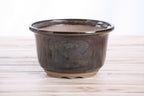 Willow Bonsai Ceramics Flute Bonsai Pot 6 Inch – Round Semi‑Cascade Ceramic Bonsai & Succulent Planter with Fluted Profile and Banded Base, High‑Fired Frost‑Proof Stoneware, Handmade in USA (Dark Honey)