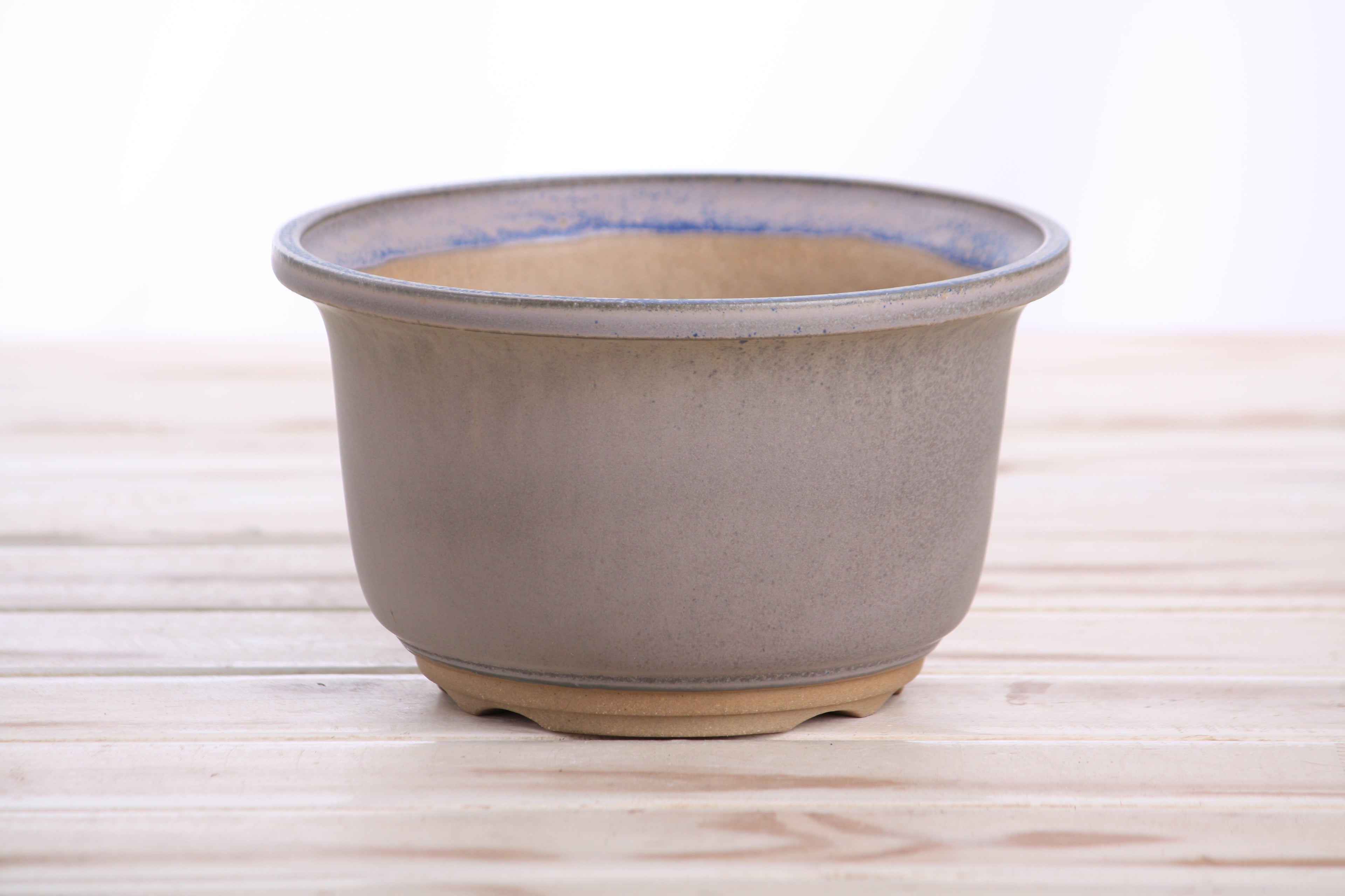 Willow Bonsai Ceramics Flute Bonsai Pot 6 Inch – Round Semi‑Cascade Ceramic Bonsai & Succulent Planter with Fluted Profile and Banded Base, High‑Fired Frost‑Proof Stoneware, Handmade in USA (Ocean)