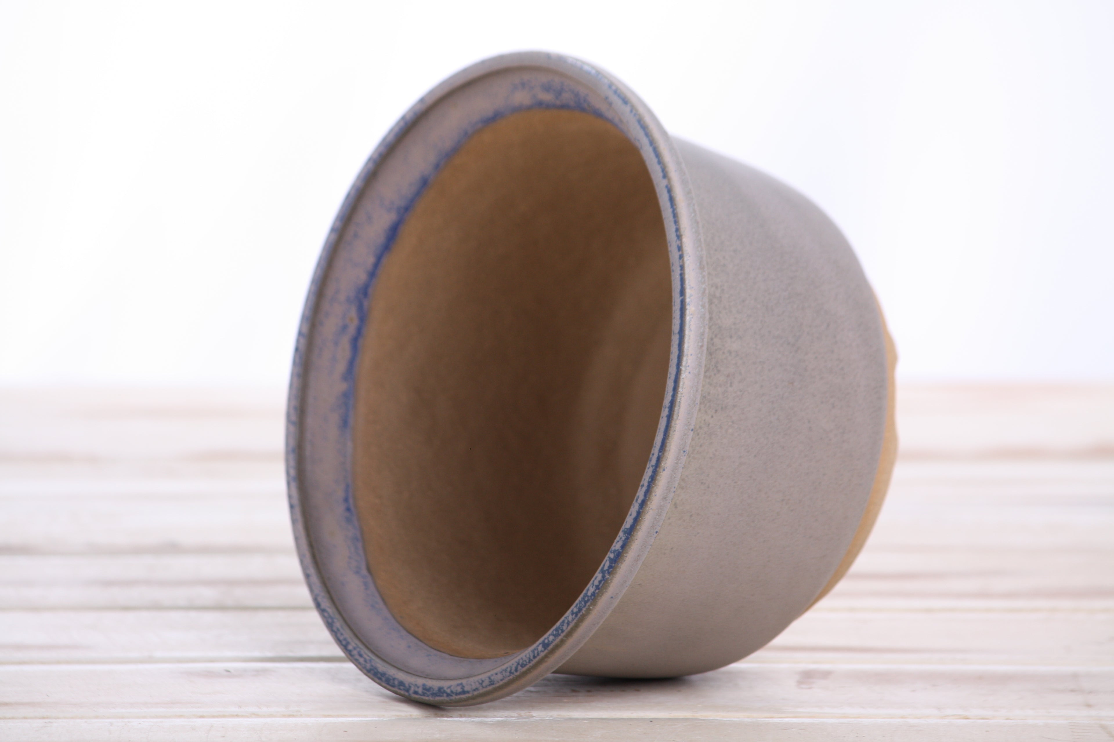Willow Bonsai Ceramics Flute Bonsai Pot 6 Inch – Round Semi‑Cascade Ceramic Bonsai & Succulent Planter with Fluted Profile and Banded Base, High‑Fired Frost‑Proof Stoneware, Handmade in USA (Ocean)