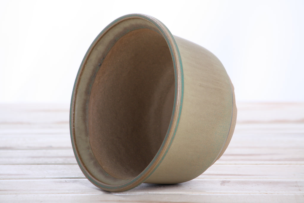 Willow Bonsai Ceramics Flute Bonsai Pot 6 Inch – Round Semi‑Cascade Ceramic Bonsai & Succulent Planter with Fluted Profile and Banded Base, High‑Fired Frost‑Proof Stoneware, Handmade in USA (Speckled Moss)