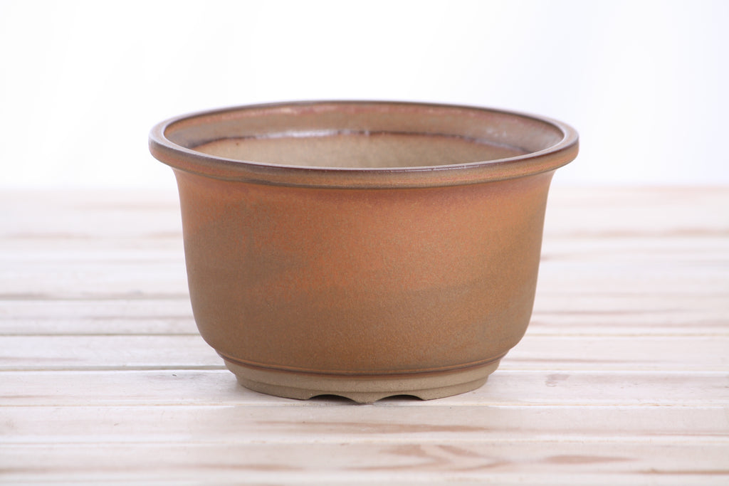 Willow Bonsai Ceramics Flute Bonsai Pot 6 Inch – Round Semi‑Cascade Ceramic Bonsai & Succulent Planter with Fluted Profile and Banded Base, High‑Fired Frost‑Proof Stoneware, Handmade in USA (Deep Stone)