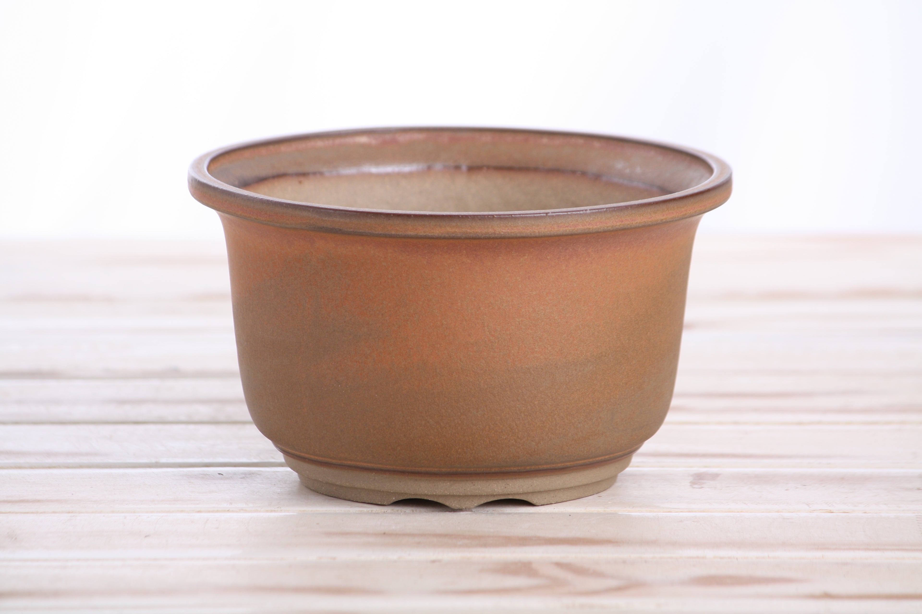 Willow Bonsai Ceramics Flute Bonsai Pot 6 Inch – Round Semi‑Cascade Ceramic Bonsai & Succulent Planter with Fluted Profile and Banded Base, High‑Fired Frost‑Proof Stoneware, Handmade in USA (Deep Stone)
