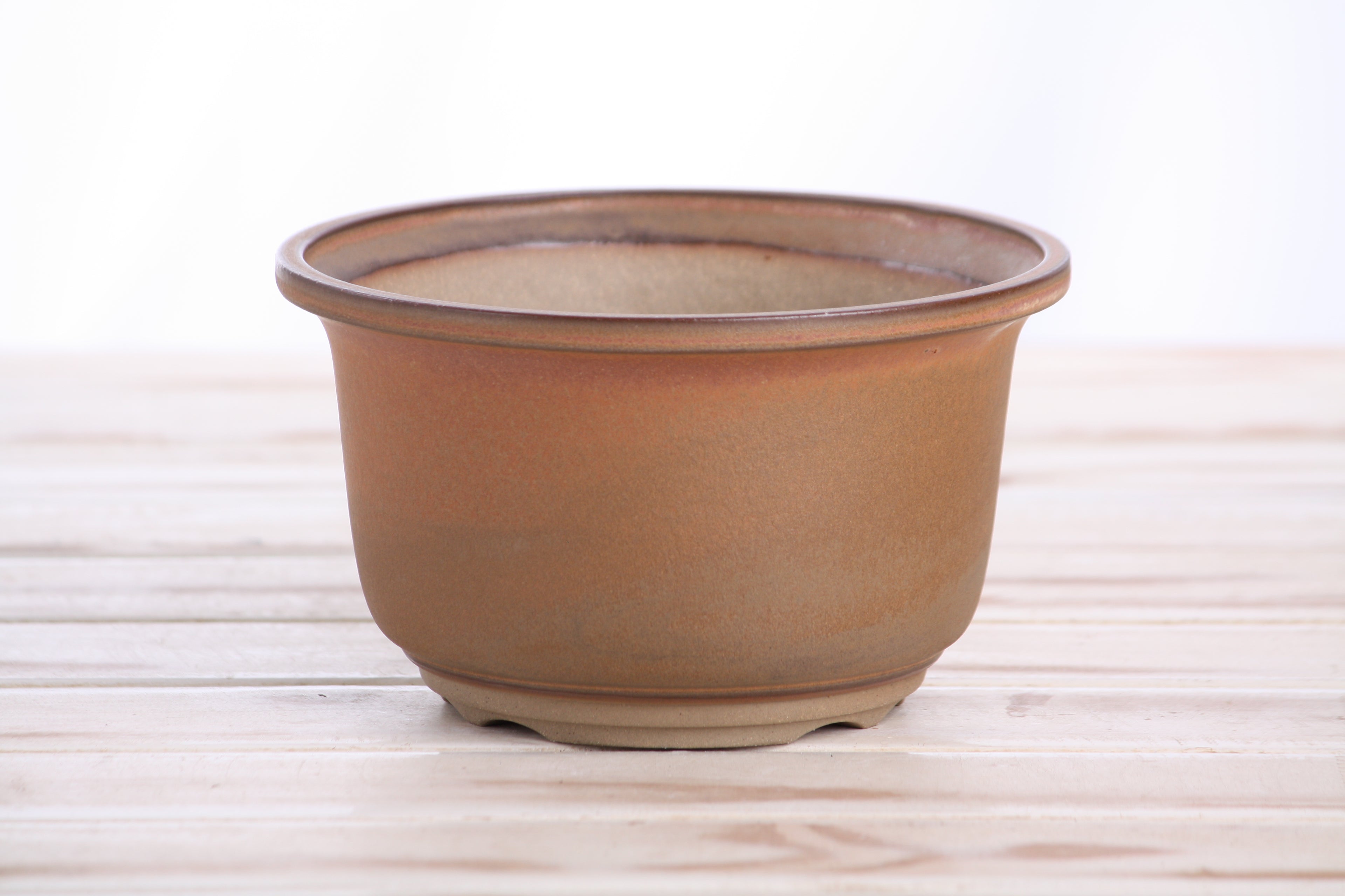 Willow Bonsai Ceramics Flute Bonsai Pot 6 Inch – Round Semi‑Cascade Ceramic Bonsai & Succulent Planter with Fluted Profile and Banded Base, High‑Fired Frost‑Proof Stoneware, Handmade in USA (Deep Stone)