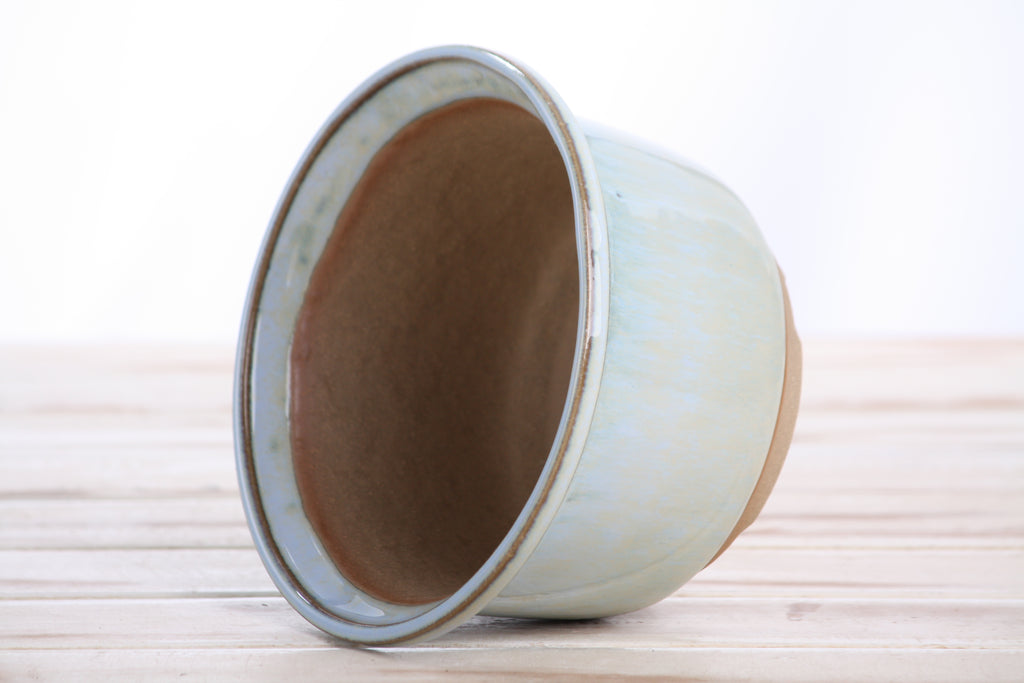 Willow Bonsai Ceramics Flute Bonsai Pot 6 Inch – Round Semi‑Cascade Ceramic Bonsai & Succulent Planter with Fluted Profile and Banded Base, High‑Fired Frost‑Proof Stoneware, Handmade in USA (Glacier)