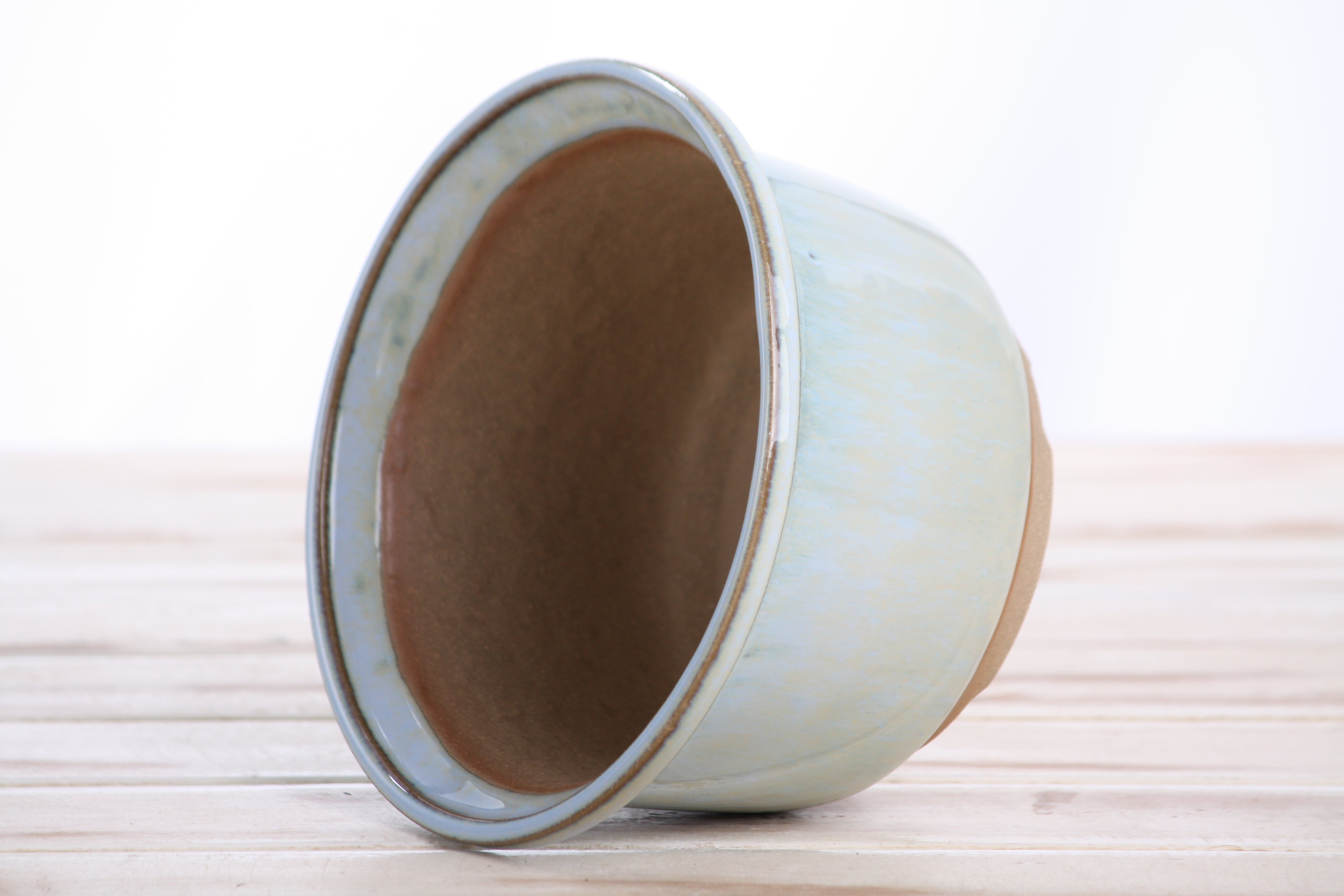 Willow Bonsai Ceramics Flute Bonsai Pot 6 Inch – Round Semi‑Cascade Ceramic Bonsai & Succulent Planter with Fluted Profile and Banded Base, High‑Fired Frost‑Proof Stoneware, Handmade in USA (Glacier)