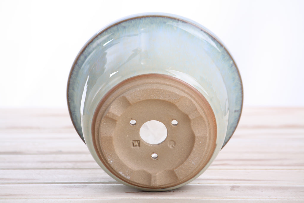 Willow Bonsai Ceramics Flute Bonsai Pot 6 Inch – Round Semi‑Cascade Ceramic Bonsai & Succulent Planter with Fluted Profile and Banded Base, High‑Fired Frost‑Proof Stoneware, Handmade in USA (Glacier)