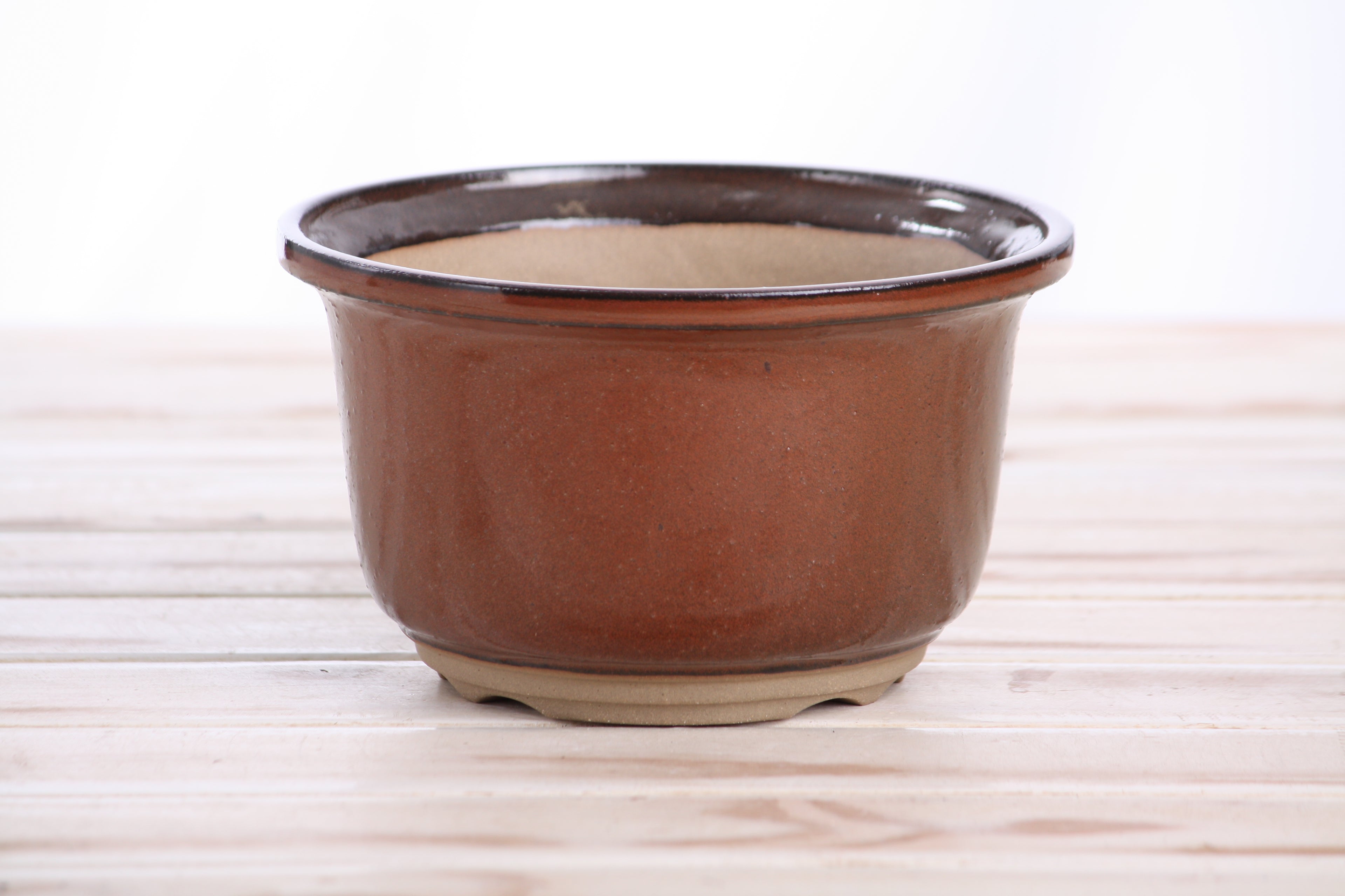 Willow Bonsai Ceramics Flute Bonsai Pot 6 Inch – Round Semi‑Cascade Ceramic Bonsai & Succulent Planter with Fluted Profile and Banded Base, High‑Fired Frost‑Proof Stoneware, Handmade in USA (Sunset)