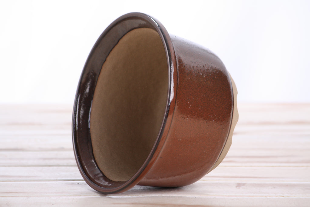 Willow Bonsai Ceramics Flute Bonsai Pot 6 Inch – Round Semi‑Cascade Ceramic Bonsai & Succulent Planter with Fluted Profile and Banded Base, High‑Fired Frost‑Proof Stoneware, Handmade in USA (Sunset)