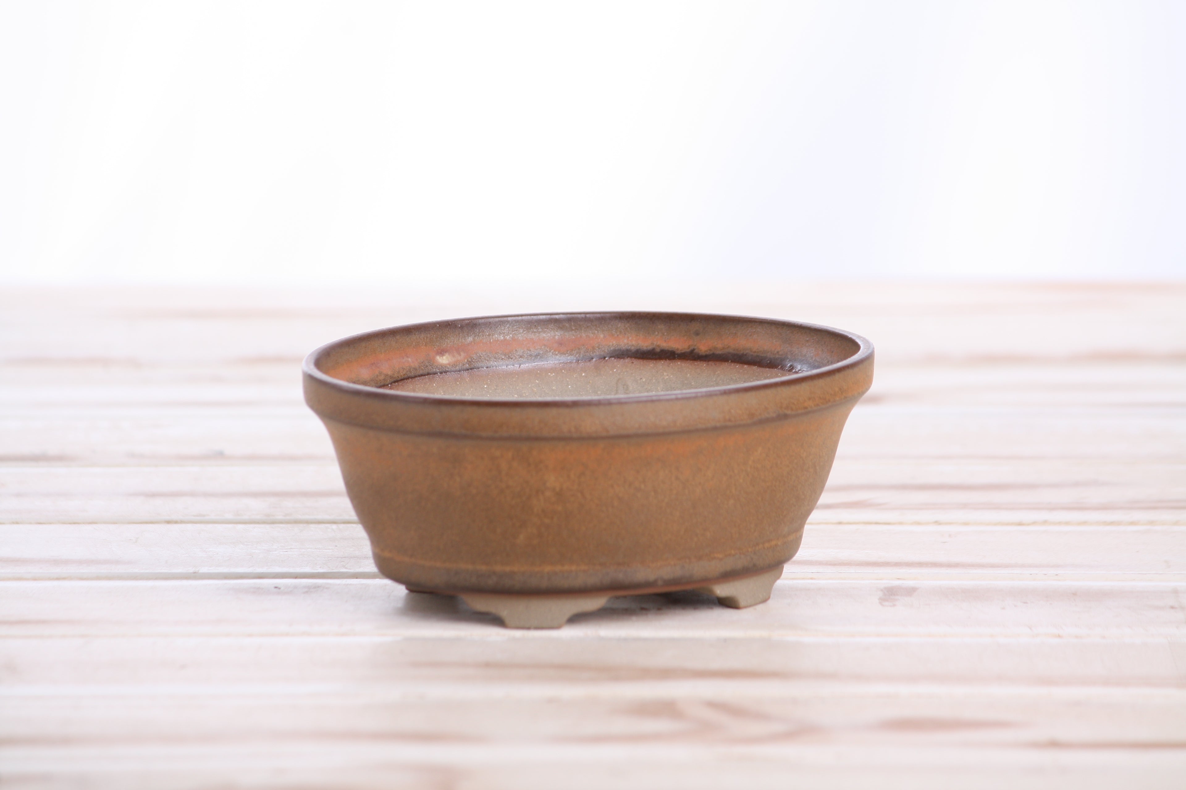 Willow Bonsai Ceramics Oval B Bonsai Pot 5 Inch – Tapered Oval Ceramic Bonsai & Succulent Planter with Accentuated Rim, High‑Fired Frost‑Proof Stoneware, Handmade in USA (Deep Stone)