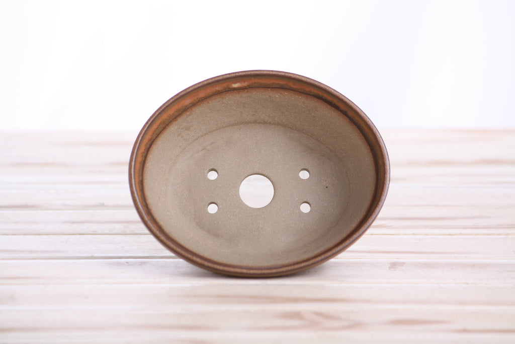 Willow Bonsai Ceramics Oval B Bonsai Pot 5 Inch – Tapered Oval Ceramic Bonsai & Succulent Planter with Accentuated Rim, High‑Fired Frost‑Proof Stoneware, Handmade in USA (Deep Stone)