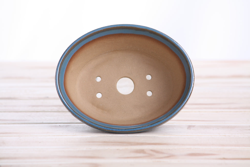 Willow Bonsai Ceramics Oval B Bonsai Pot 5.5 Inch – Tapered Oval Ceramic Bonsai & Succulent Planter with Accentuated Rim, High‑Fired Frost‑Proof Stoneware, Handmade in USA (Peacock)