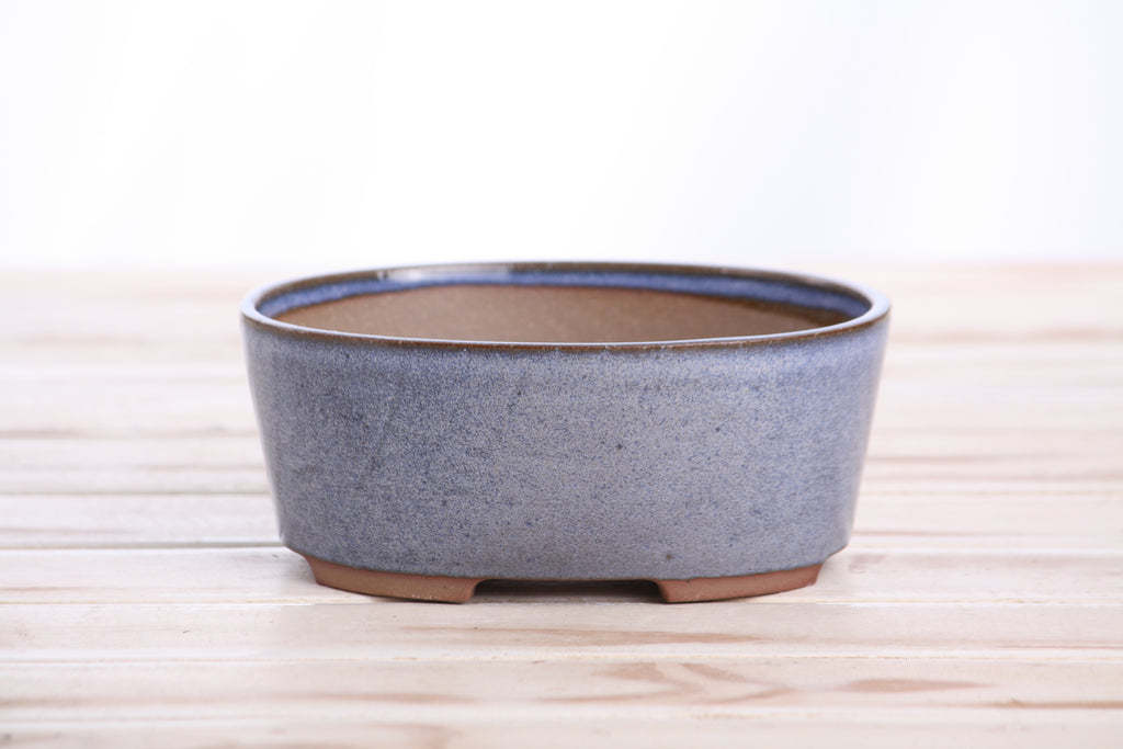 Willow Bonsai Ceramics Oval A Bonsai Pot 6 Inch – Straight‑Sided Oval Ceramic Bonsai & Succulent Planter, High‑Fired Frost‑Proof Stoneware with Drainage & Wiring Holes, Handmade in USA (Denim)