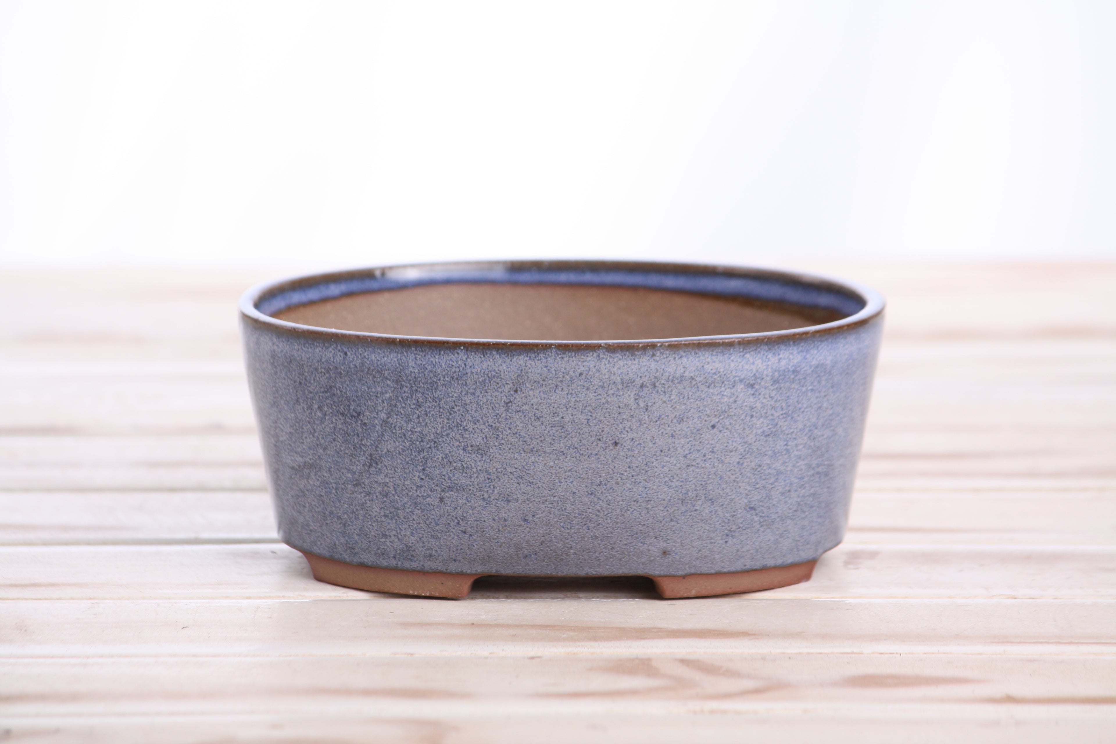 Willow Bonsai Ceramics Oval A Bonsai Pot 6 Inch – Straight‑Sided Oval Ceramic Bonsai & Succulent Planter, High‑Fired Frost‑Proof Stoneware with Drainage & Wiring Holes, Handmade in USA (Denim)