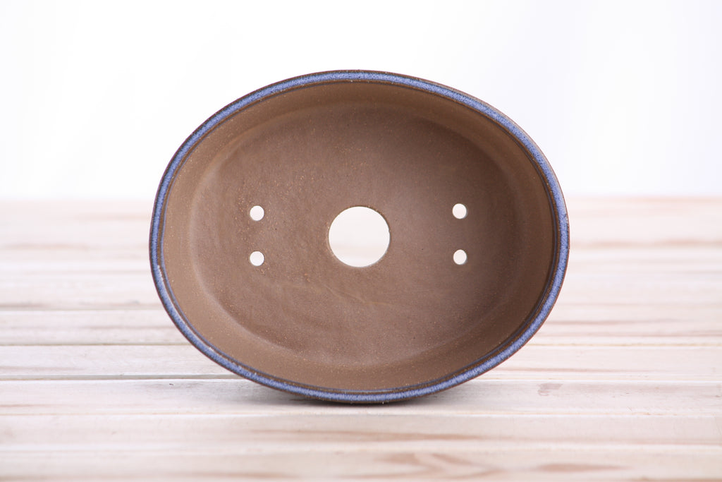 Willow Bonsai Ceramics Oval A Bonsai Pot 6 Inch – Straight‑Sided Oval Ceramic Bonsai & Succulent Planter, High‑Fired Frost‑Proof Stoneware with Drainage & Wiring Holes, Handmade in USA (Denim)