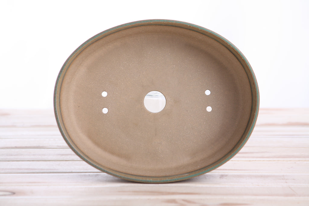 Willow Bonsai Ceramics Oval A Bonsai Pot 8 Inch – Straight‑Sided Oval Ceramic Bonsai & Succulent Planter, High‑Fired Frost‑Proof Stoneware with Drainage & Wiring Holes, Handmade in USA (Speckled Moss)