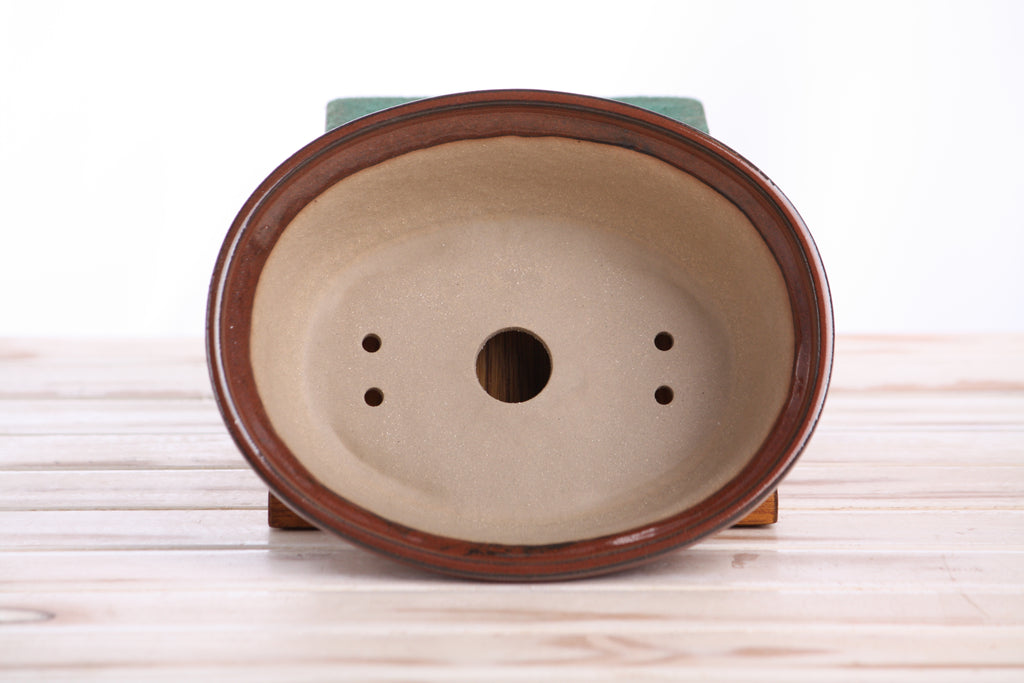 Willow Bonsai Ceramics Fat Bonsai Pot 7.5 Inch – Bold Oval Ceramic Bonsai & Succulent Planter with Accentuated Rim, High‑Fired Frost‑Proof Stoneware, Handmade in USA (Sunset)