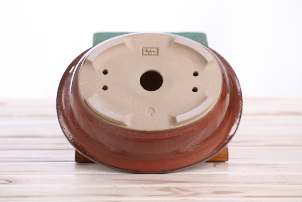 Willow Bonsai Ceramics Fat Bonsai Pot 7.5 Inch – Bold Oval Ceramic Bonsai & Succulent Planter with Accentuated Rim, High‑Fired Frost‑Proof Stoneware, Handmade in USA (Sunset)