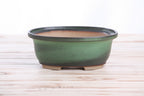 Willow Bonsai Ceramics Fat Bonsai Pot 7.5 Inch – Bold Oval Ceramic Bonsai & Succulent Planter with Accentuated Rim, High‑Fired Frost‑Proof Stoneware, Handmade in USA (Avocado)