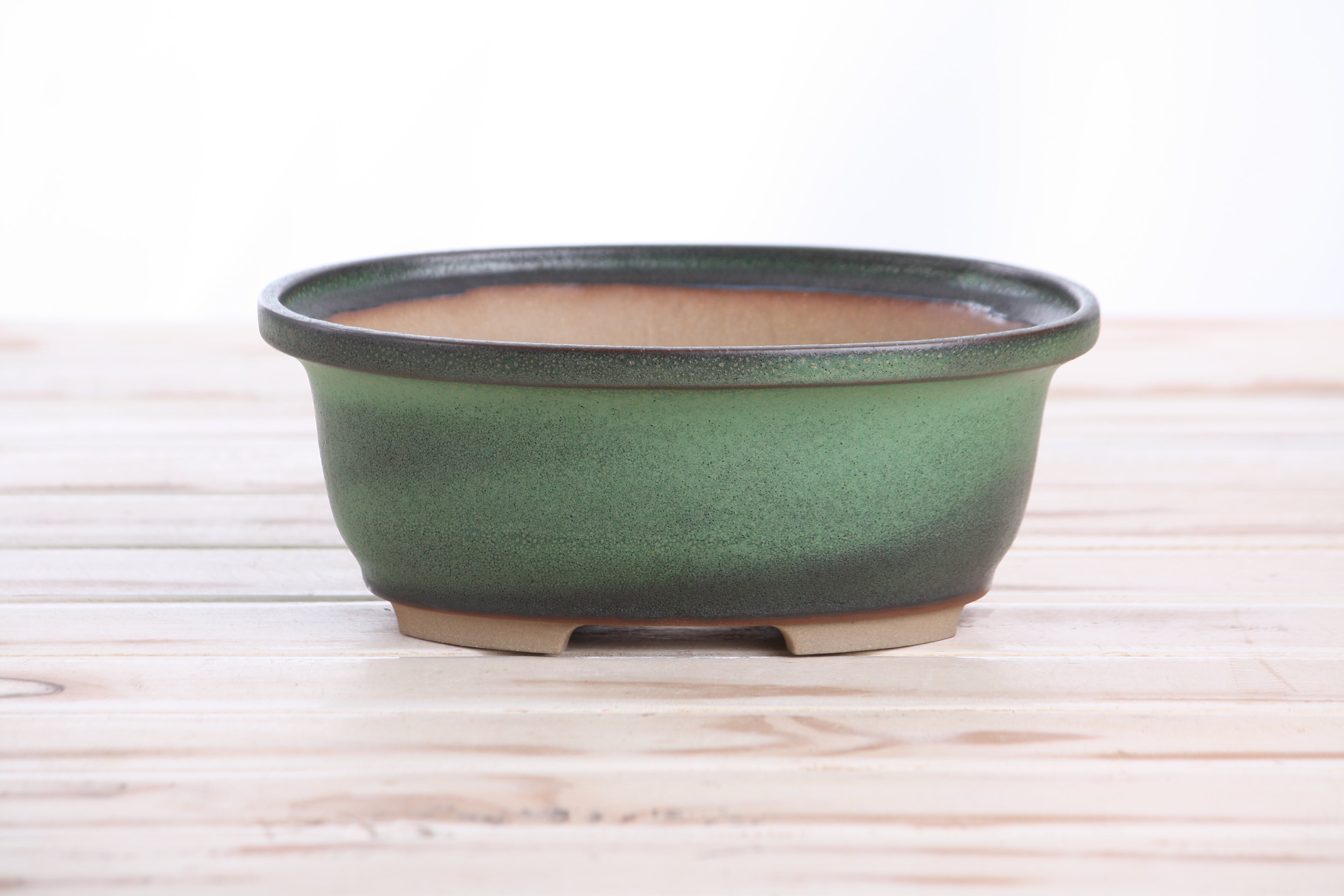 Willow Bonsai Ceramics Fat Bonsai Pot 7.5 Inch – Bold Oval Ceramic Bonsai & Succulent Planter with Accentuated Rim, High‑Fired Frost‑Proof Stoneware, Handmade in USA (Avocado)
